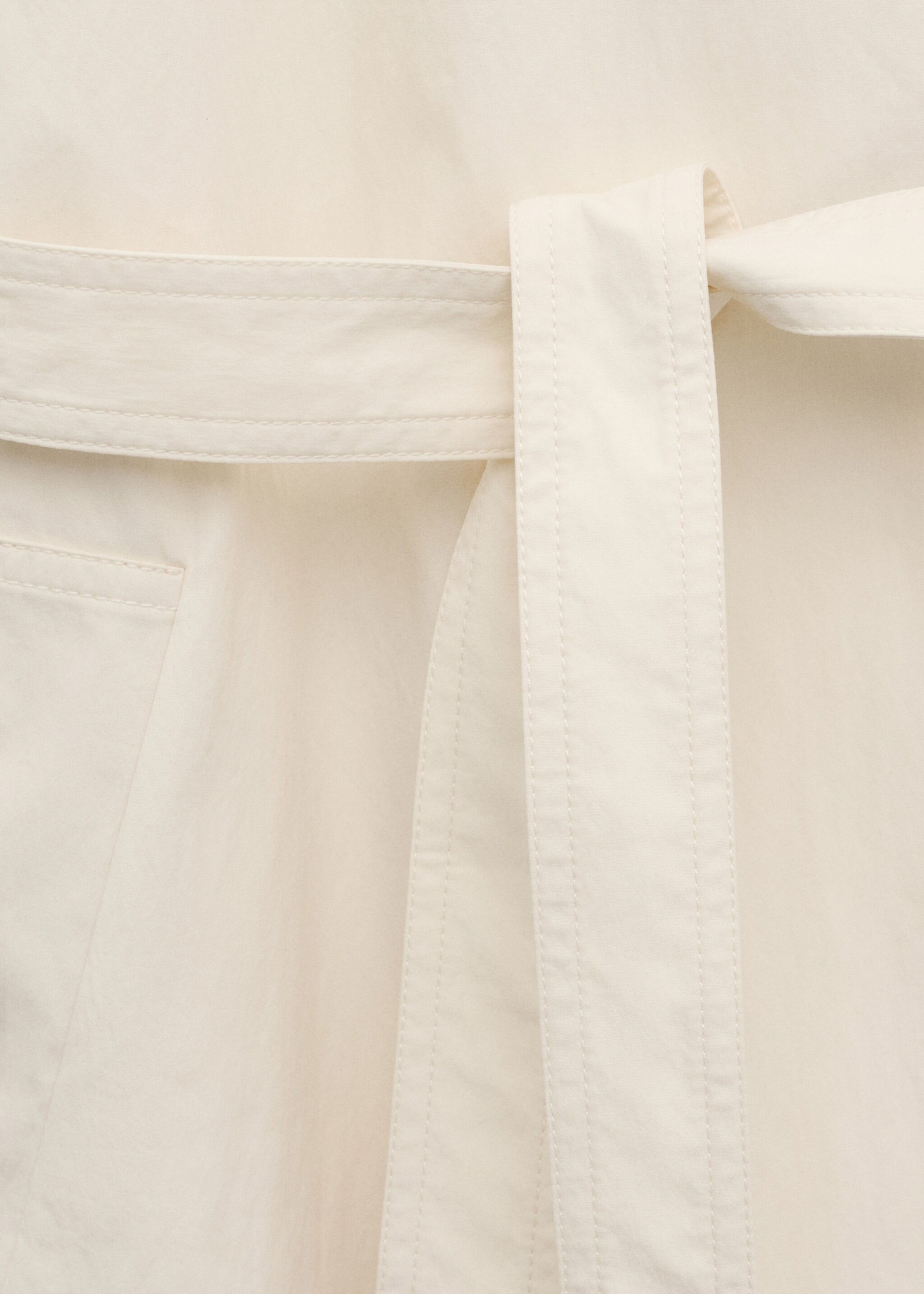 Long funnel neck belted trench coat - Details of the article 0, Ecru. Ref: 27034445-00.