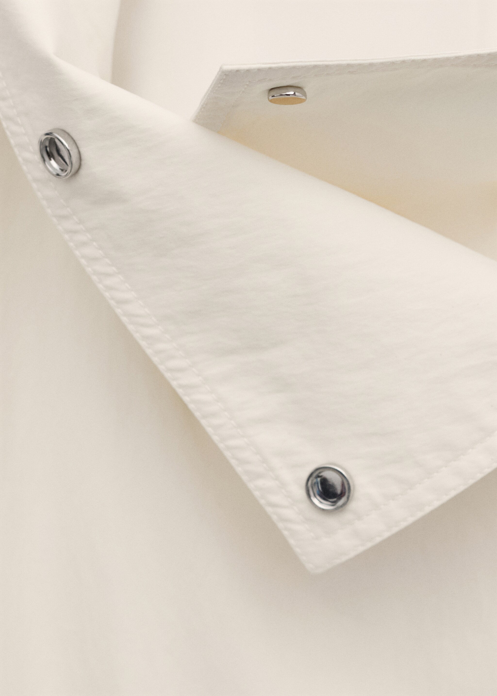 Long funnel neck belted trench coat - Details of the article 8, Ecru. Ref: 27034445-00.