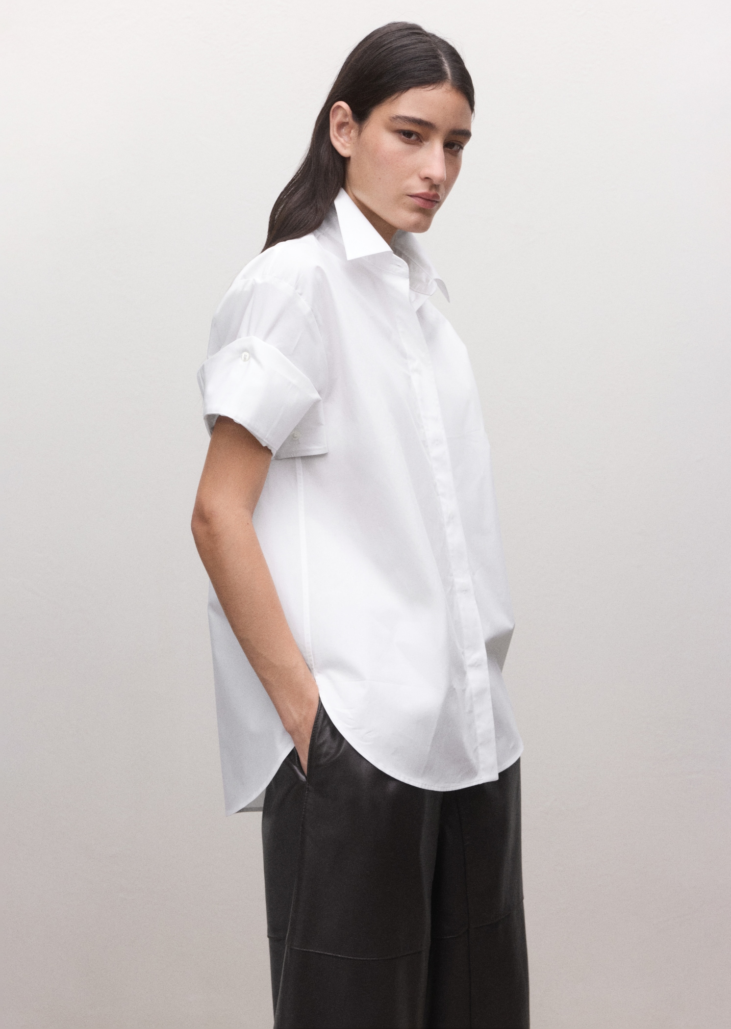 Three-quarter length sleeve cotton shirt - Medium plane