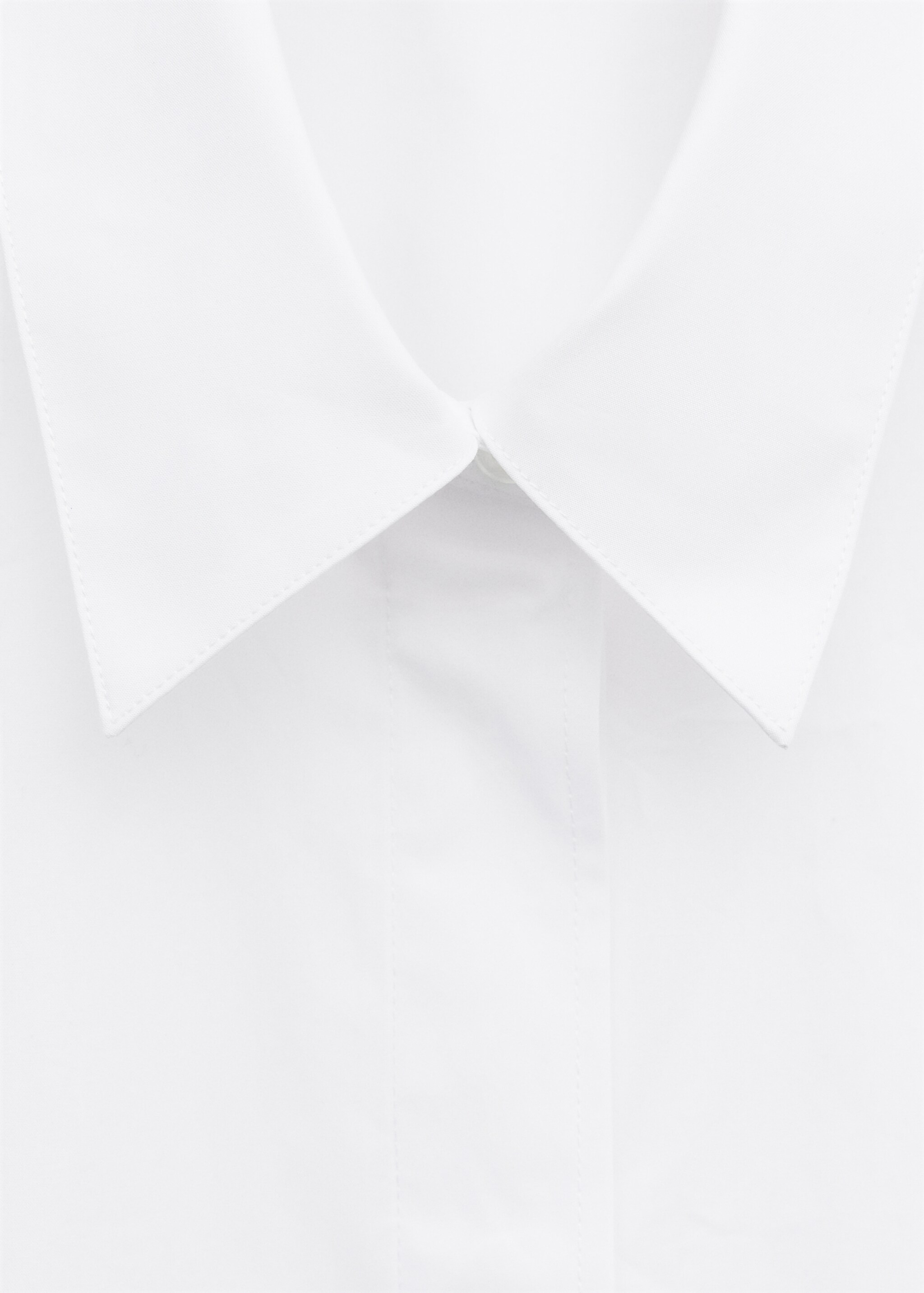 Three-quarter length sleeve cotton shirt - Details of the article 8, White. Ref: 27034448-00.