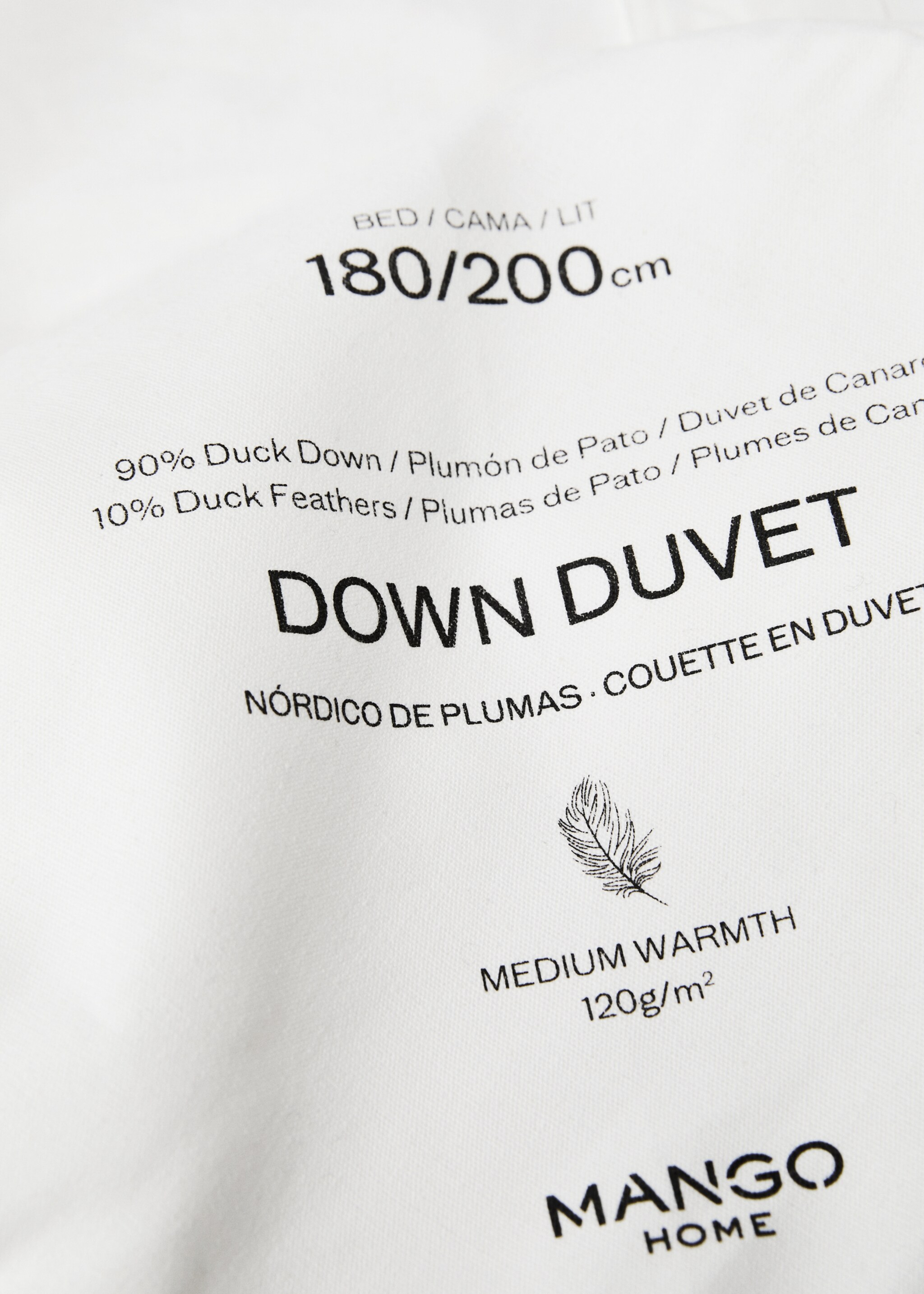 Down feather down duvet filling for 150/160 cm bed - Details of the article 3, White. Ref: 27034770-00.