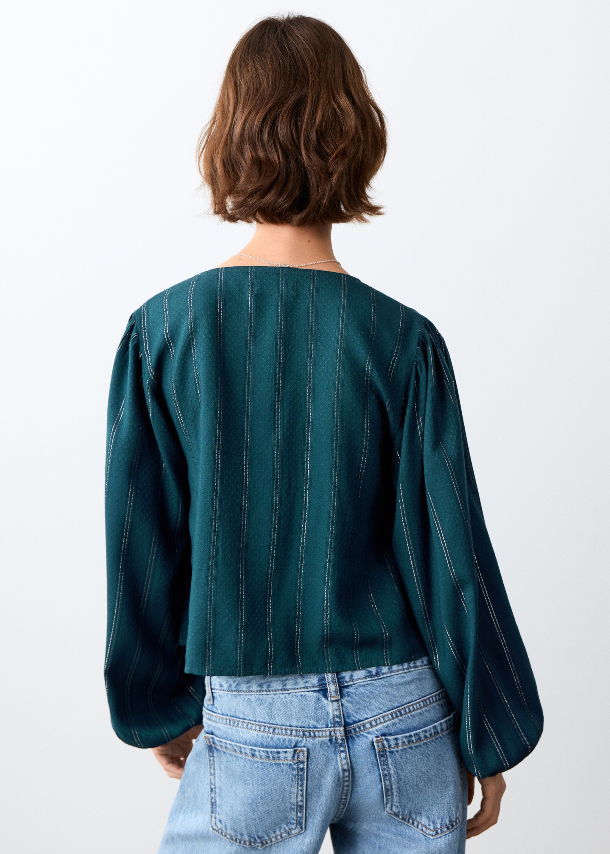 Blusa lúrex lazos - Reverso del artículo, Azul petróleo. Ref: 27034772-00.