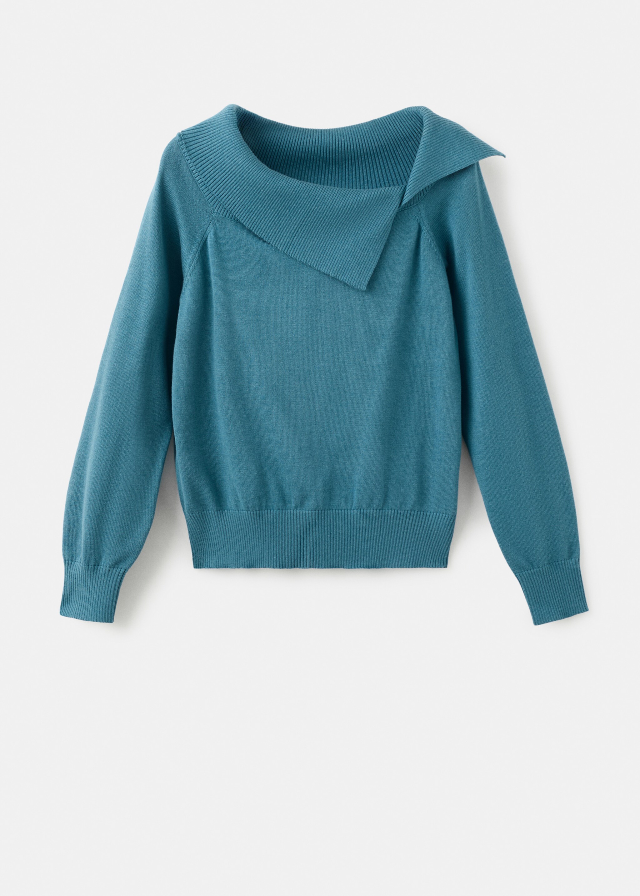 Knitted sweater with asymmetrical neck - Article without model, Petrol Blue. Ref: 27034773-00.