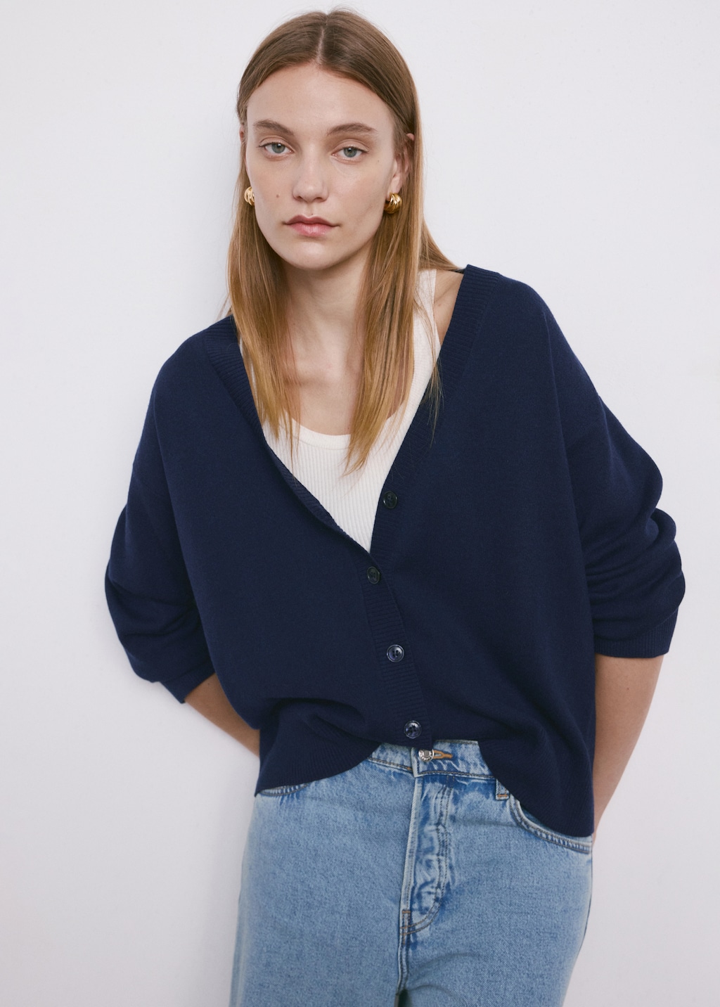 V-neck knitted cardigan - image 3