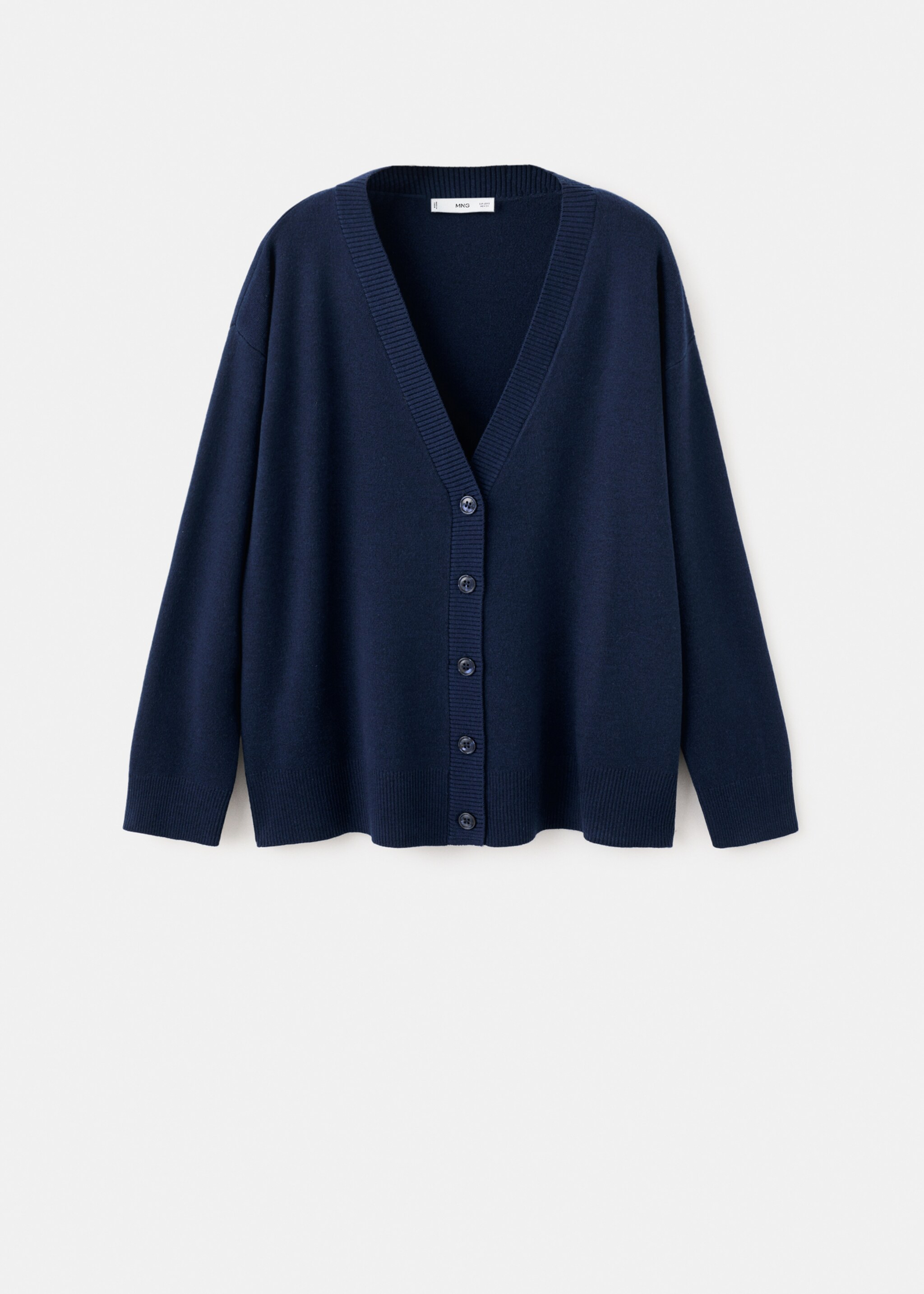 V-neck knitted cardigan - Article without model, Dark Navy. Ref: 27034774-00.