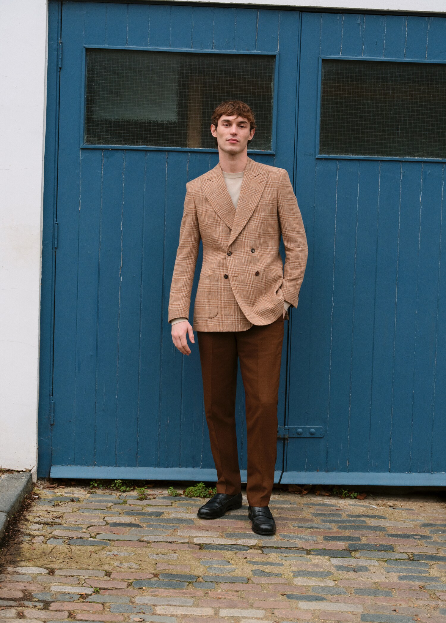 Σακάκι σταυροκουμπωτό slim fit ύφασμα Lanificio Campore® - Λεπτομέρεια του προϊόντος 5