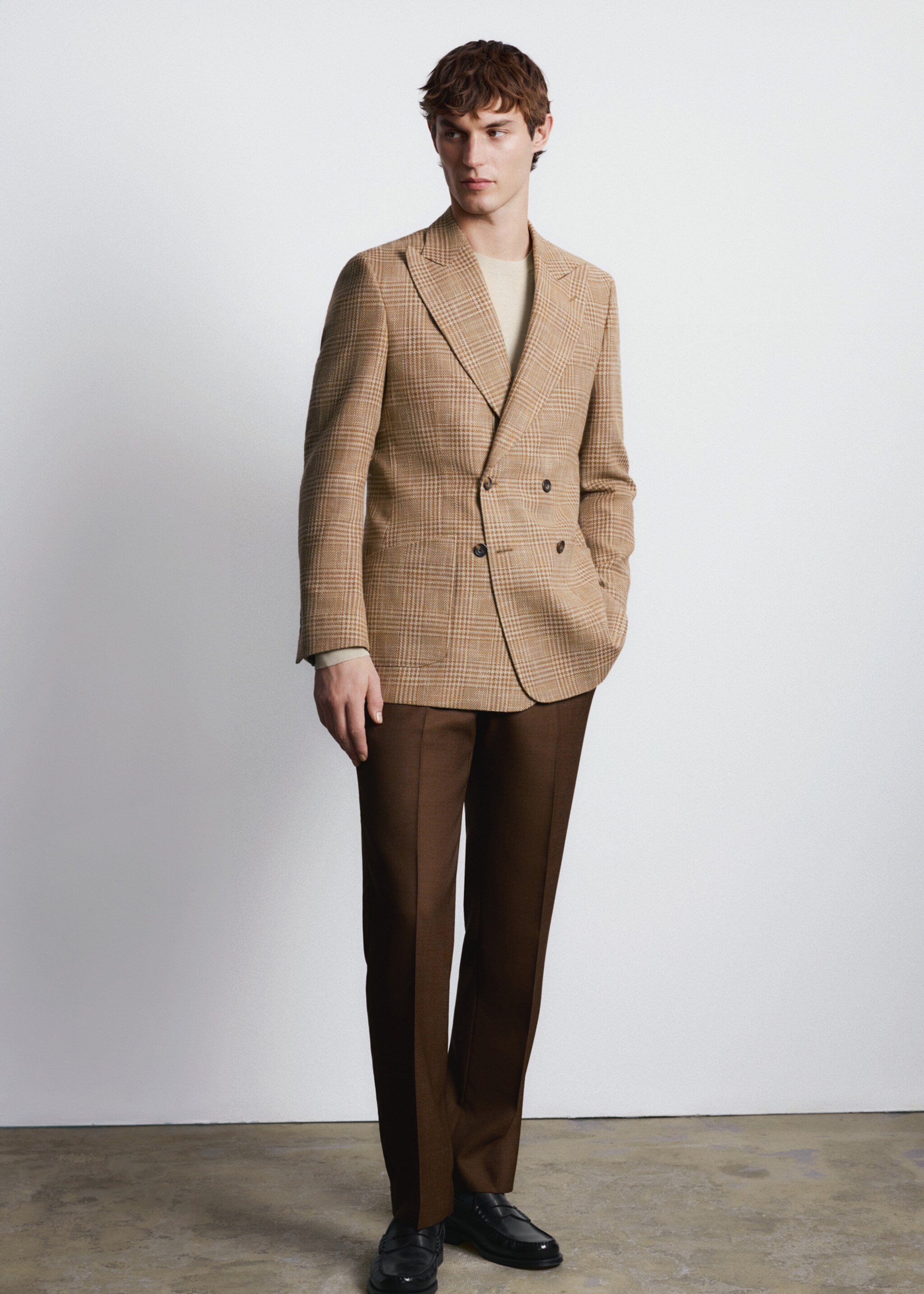 Σακάκι σταυροκουμπωτό slim fit ύφασμα Lanificio Campore® - Λεπτομέρεια του προϊόντος 6, Πορτοκαλί. Ref: 27035149-00.