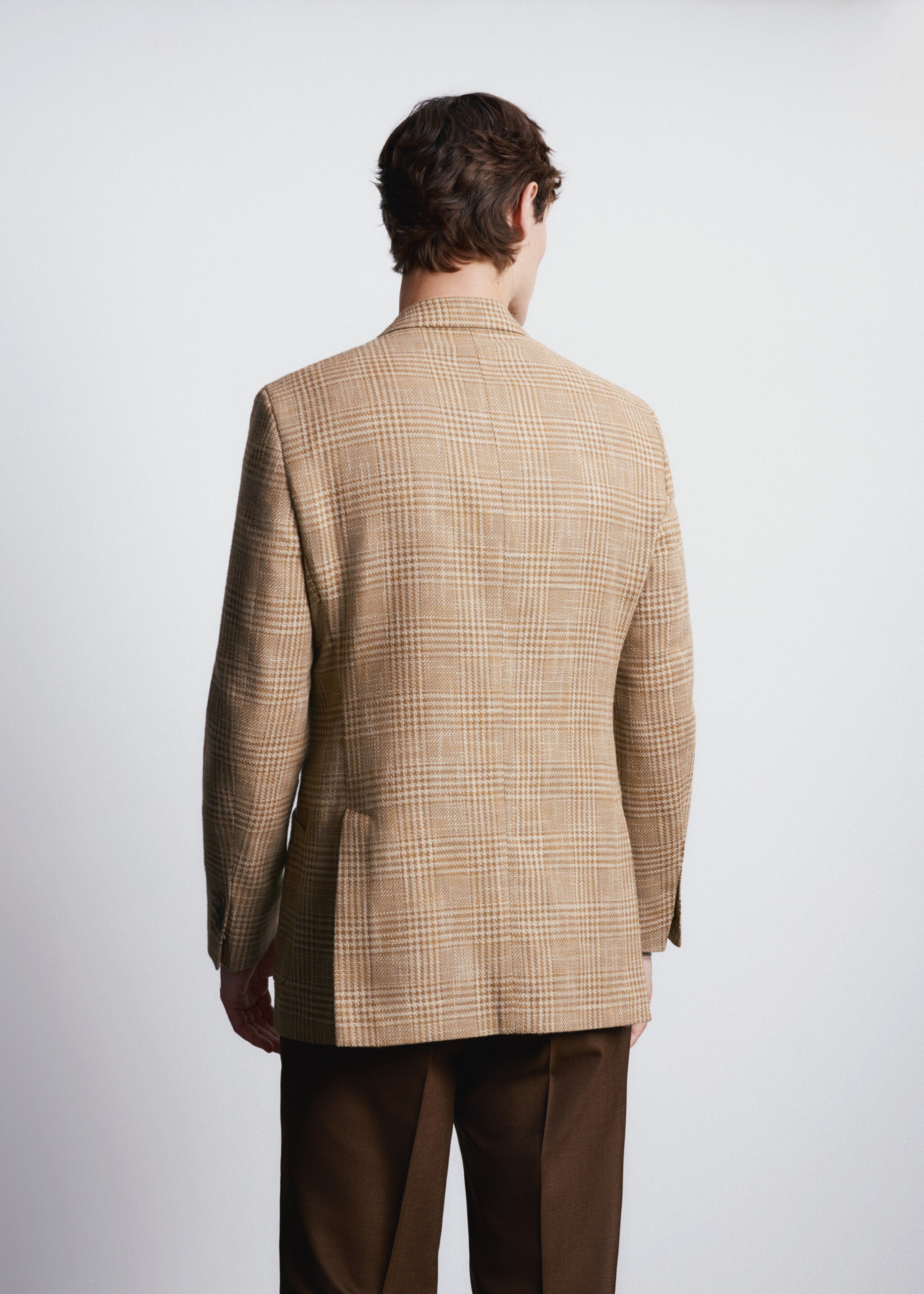 Σακάκι σταυροκουμπωτό slim fit ύφασμα Lanificio Campore® - Πίσω όψη προϊόντος, Πορτοκαλί. Ref: 27035149-00.