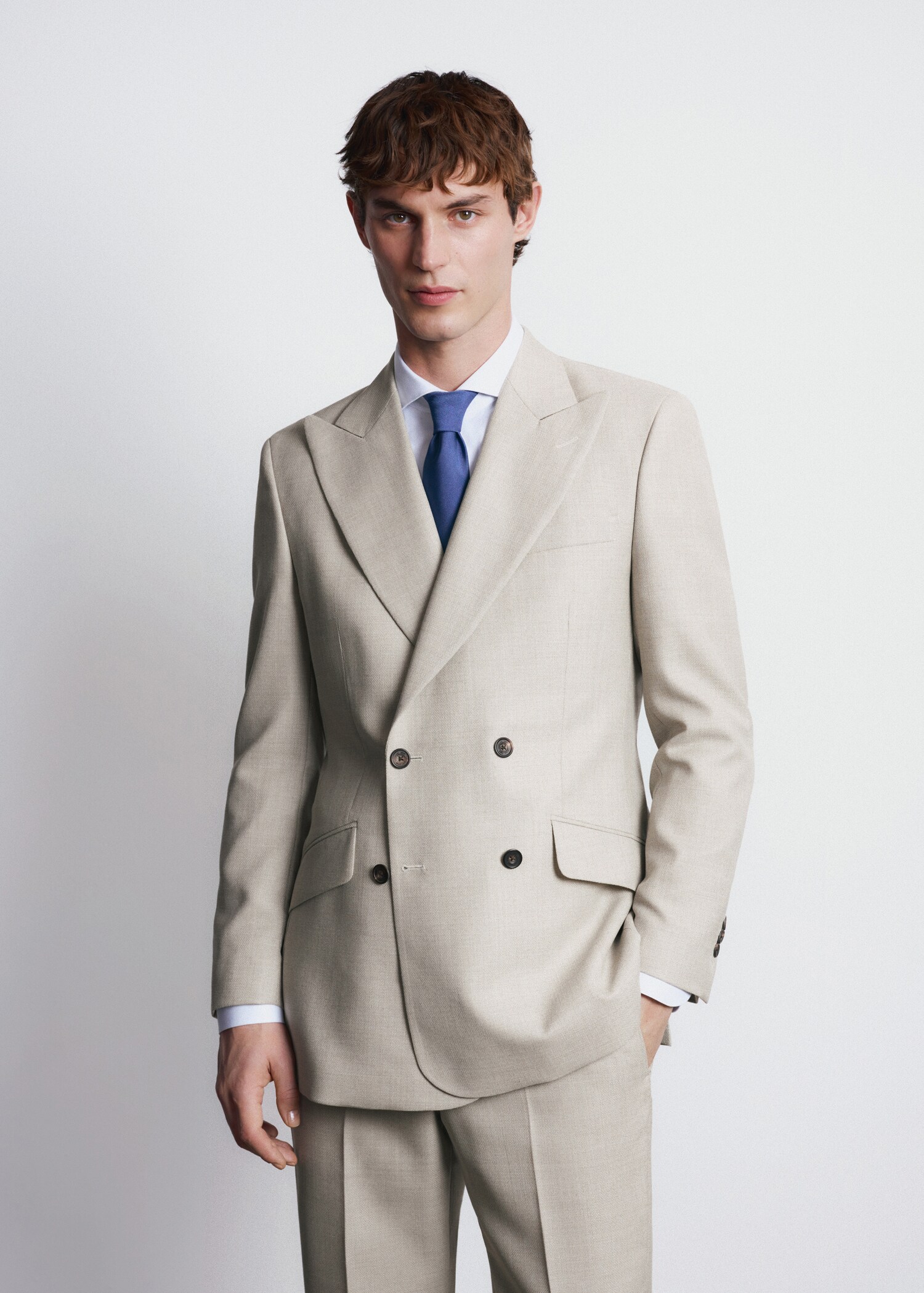 Double-breasted blazer 100% wool Vitale Barberis Canonico® - Medium plane