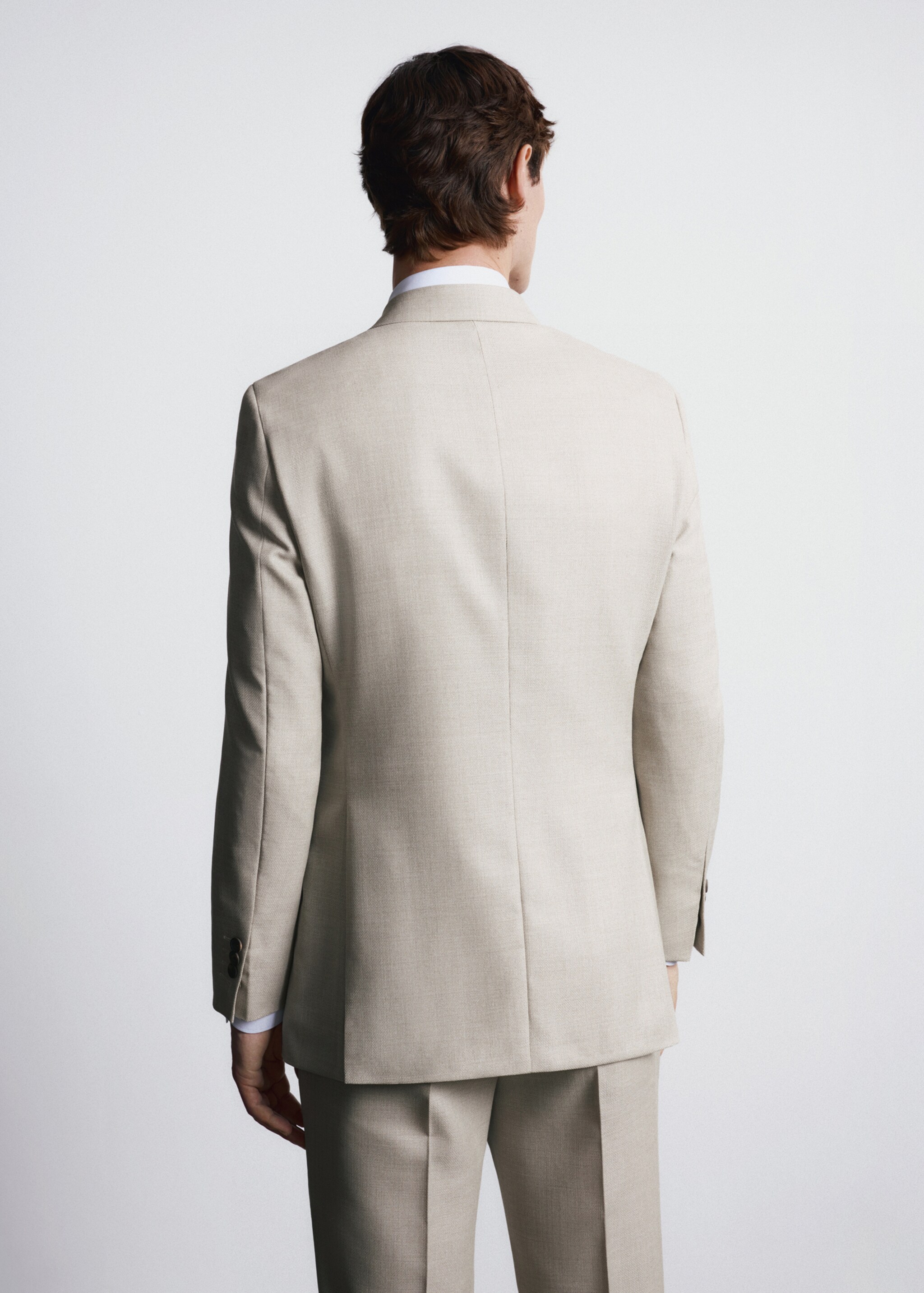 Double-breasted blazer 100% wool Vitale Barberis Canonico® - Reverse of the article, Beige. Ref: 27035151-00.