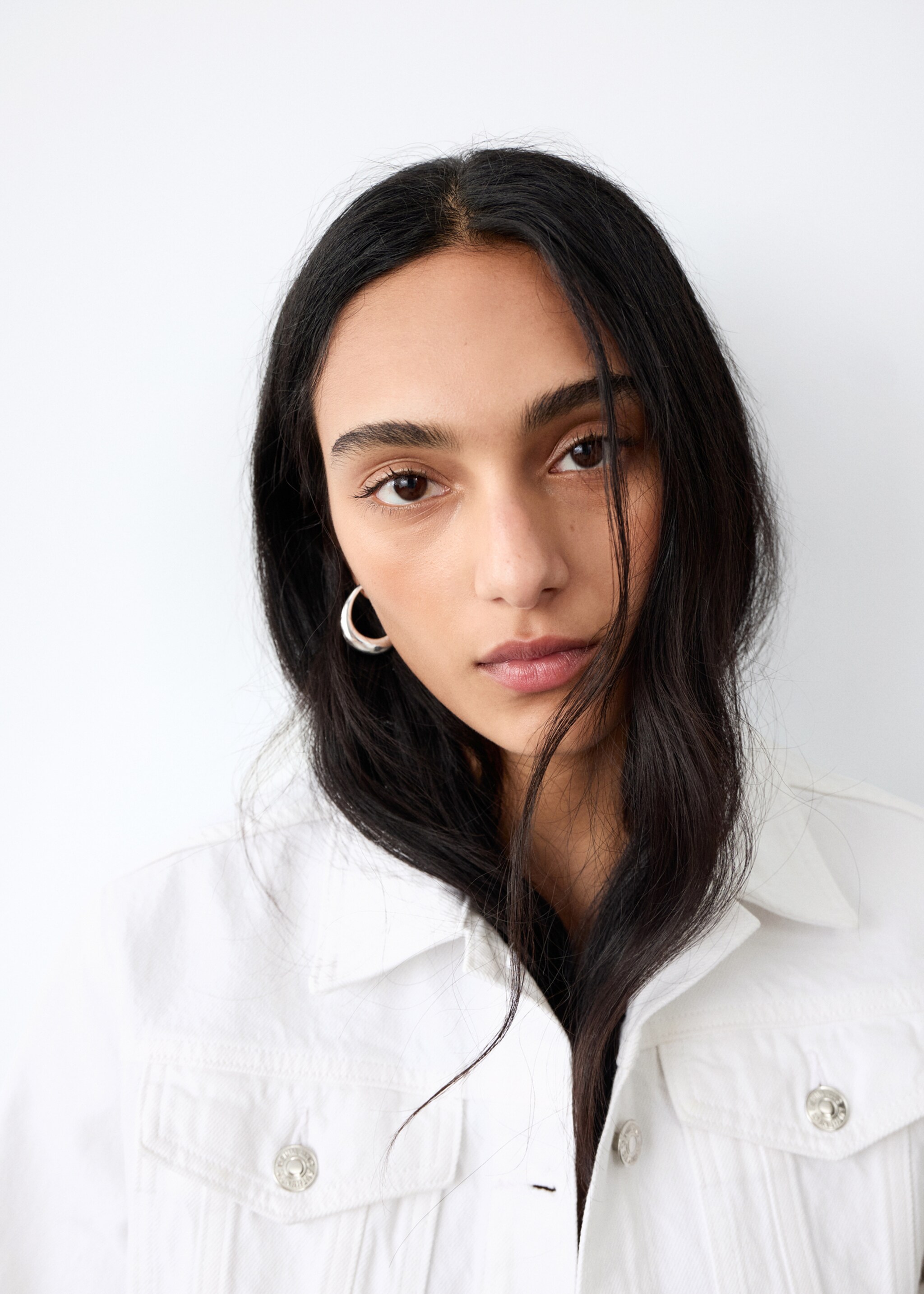 Casaco de ganga com bolsos - Pormenor do artigo 1, Branco-pérola. Ref: 27035159-00.