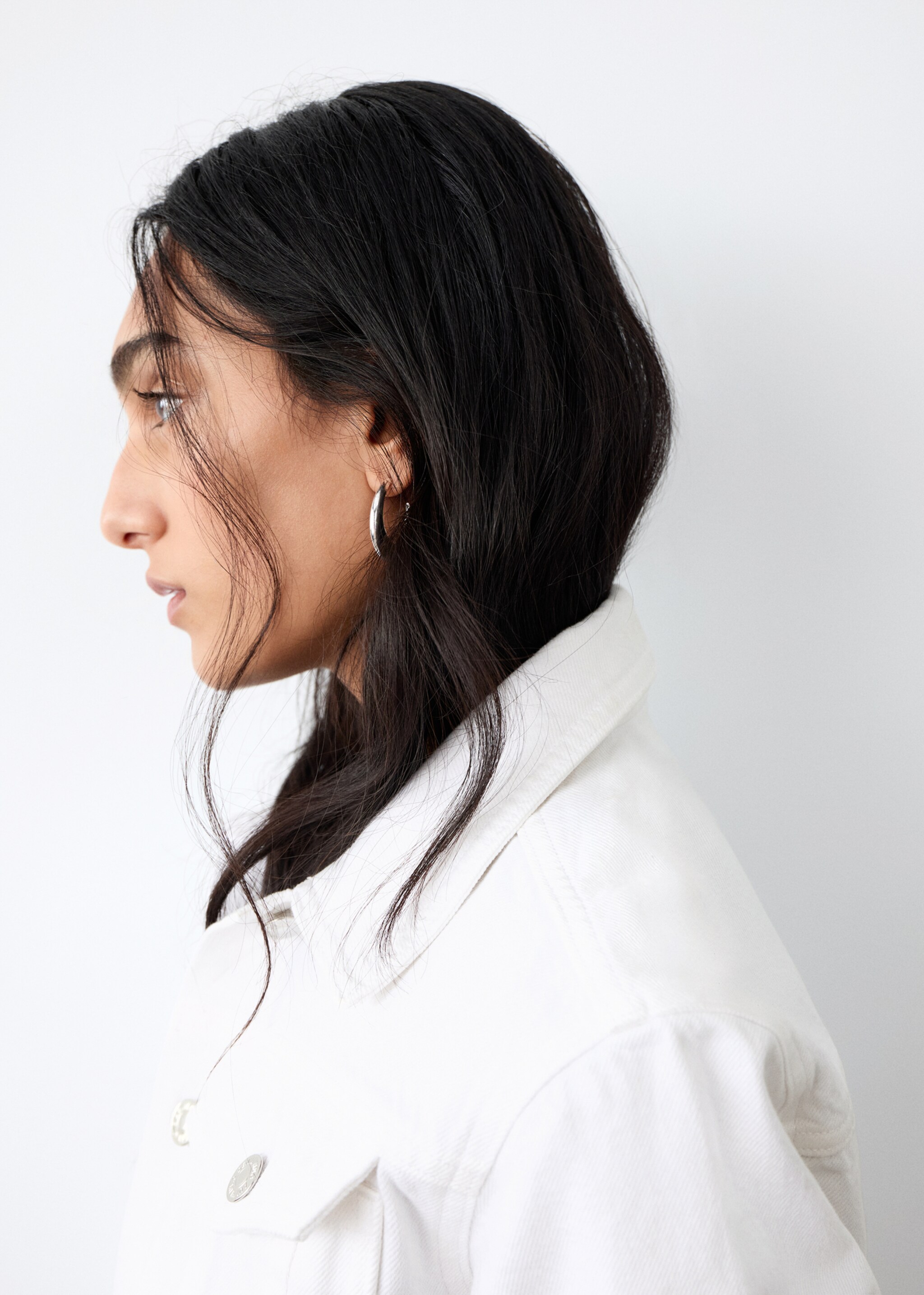 Casaco de ganga com bolsos - Pormenor do artigo 2, Branco-pérola. Ref: 27035159-00.