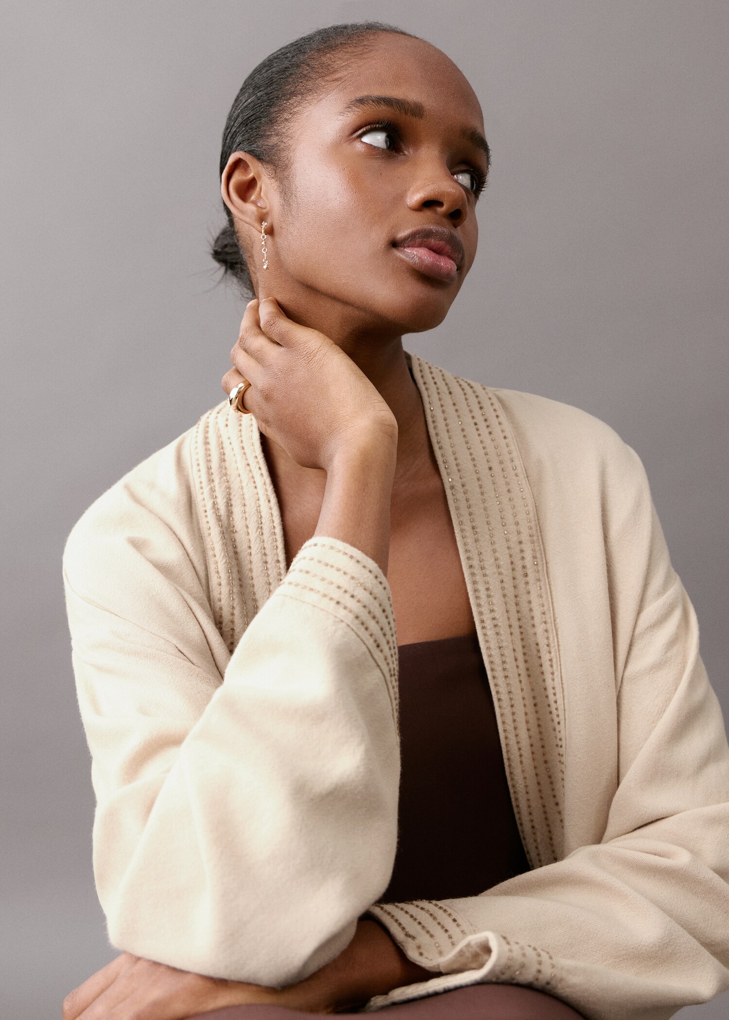 Open jacket with stitched details - Medium plane