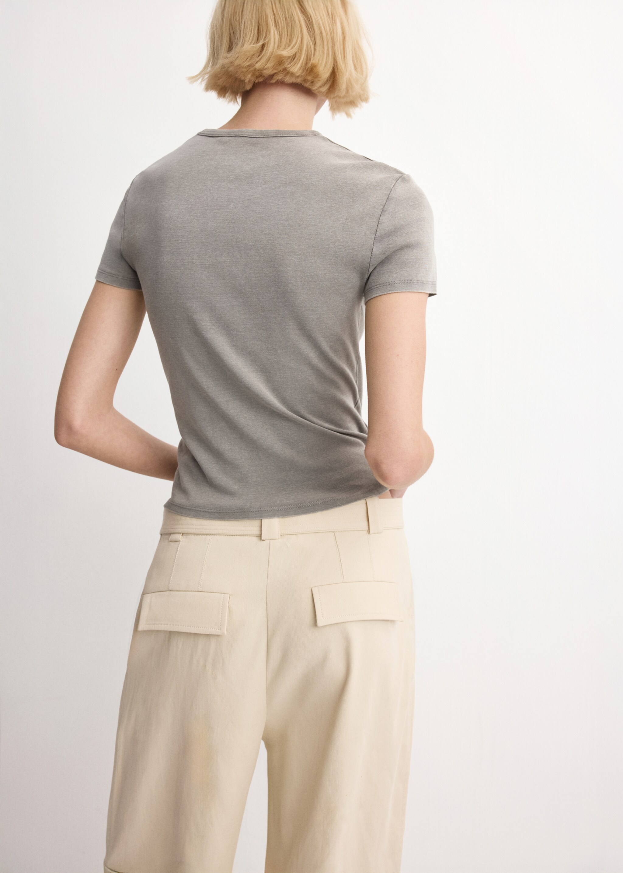 T-shirt coton coutures - Verso de l’article, Gris. Ref: 27035824-00.