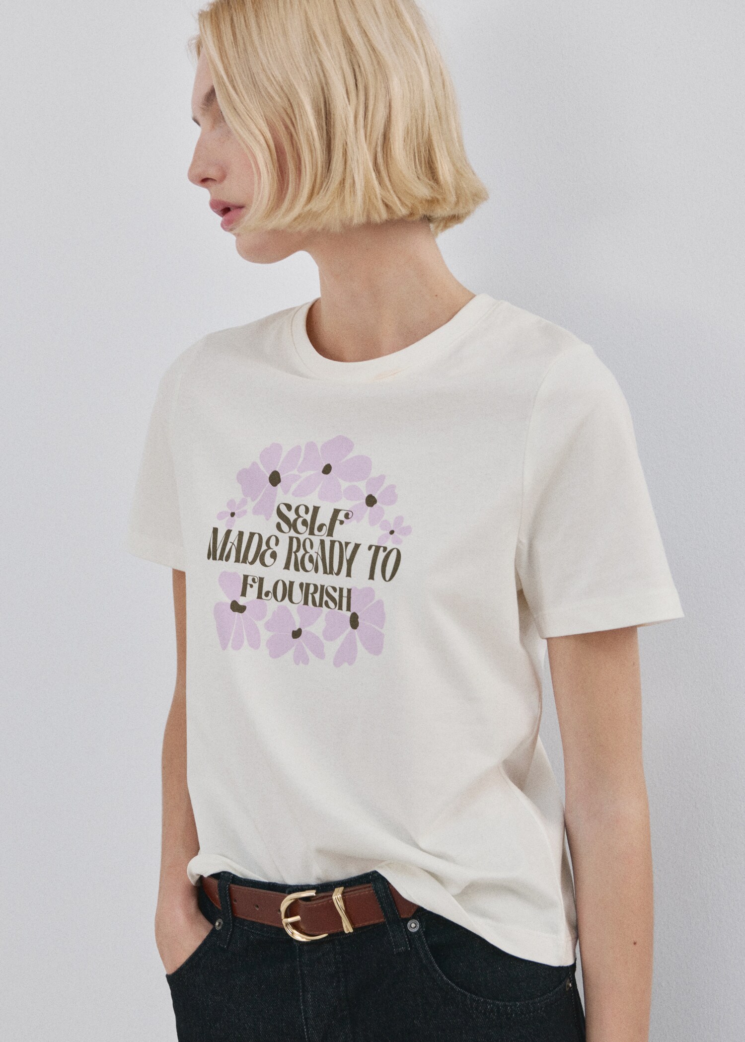 Printed cotton-blend t-shirt - Medium plane