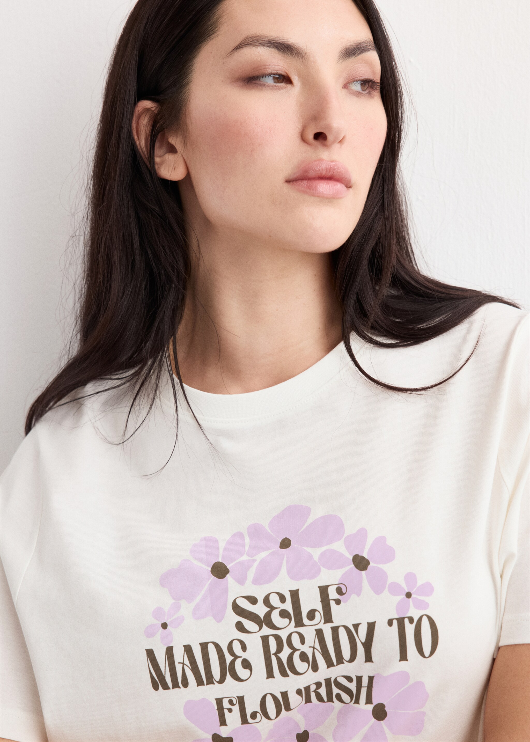 Printed cotton-blend t-shirt - Details of the article 4, Violet. Ref: 27035828-00.