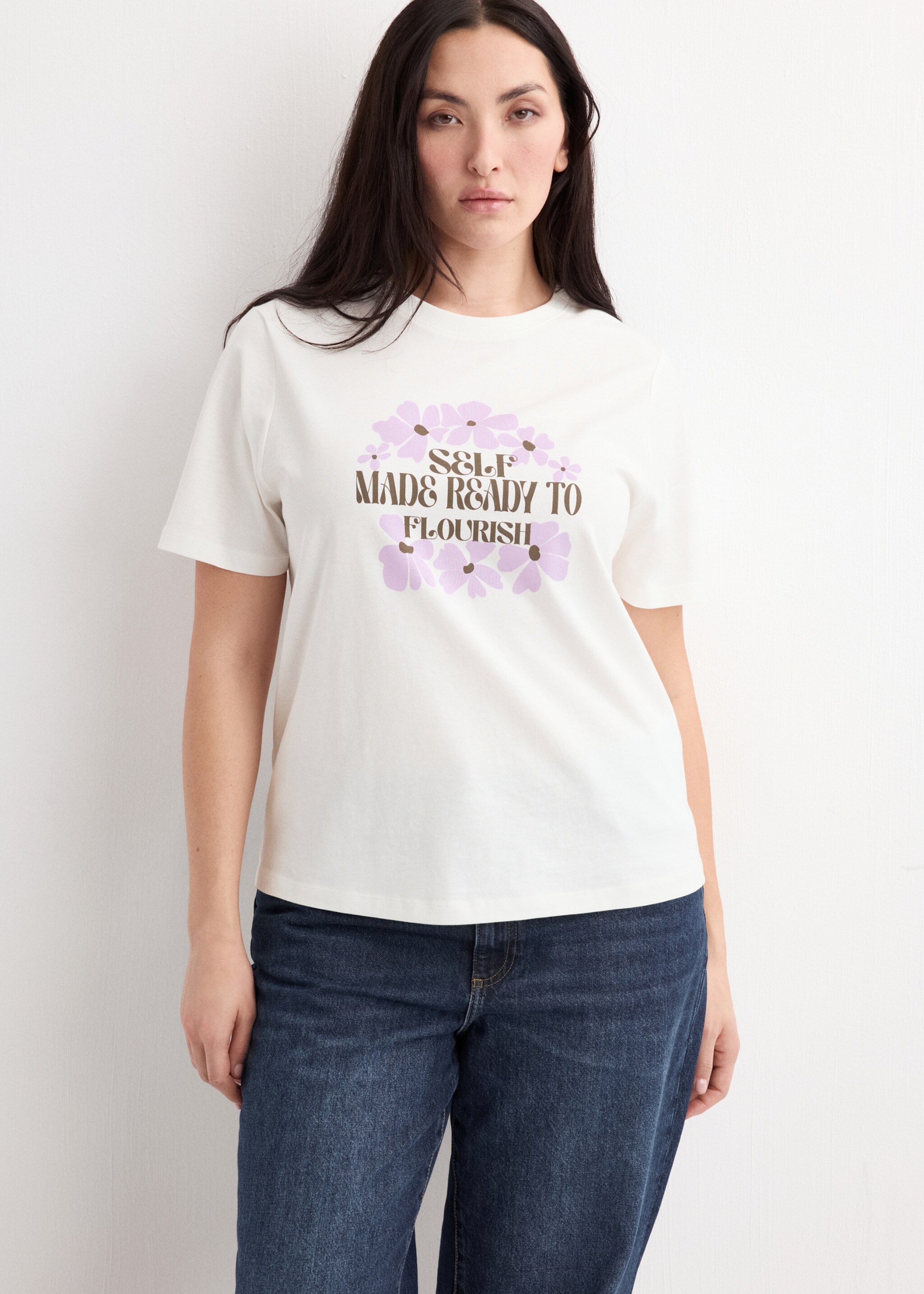 Printed cotton-blend t-shirt - Details of the article 5, Violet. Ref: 27035828-00.