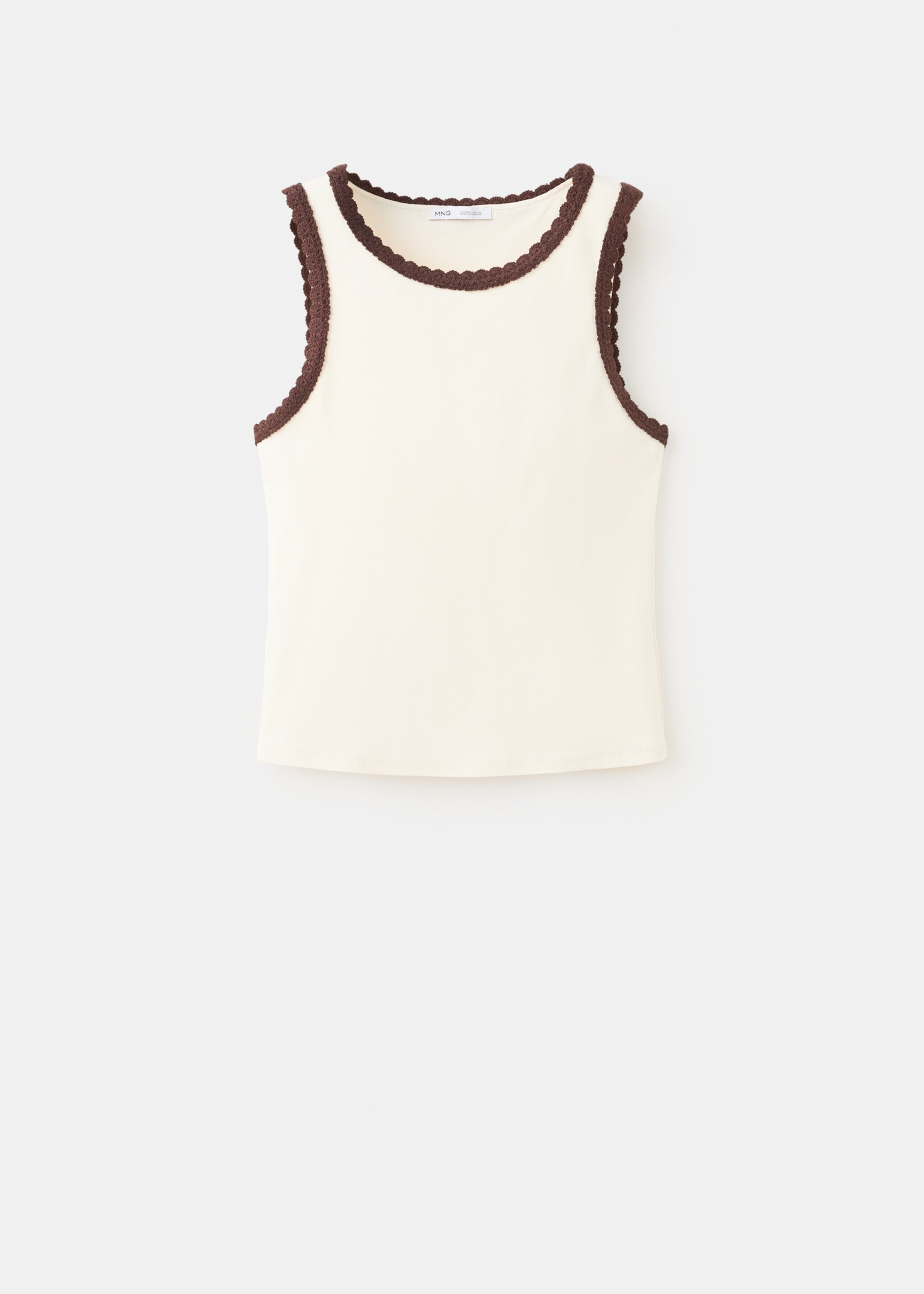 Top finitions festonnées - Article sans modèle, Écru. Ref: 27035829-00.