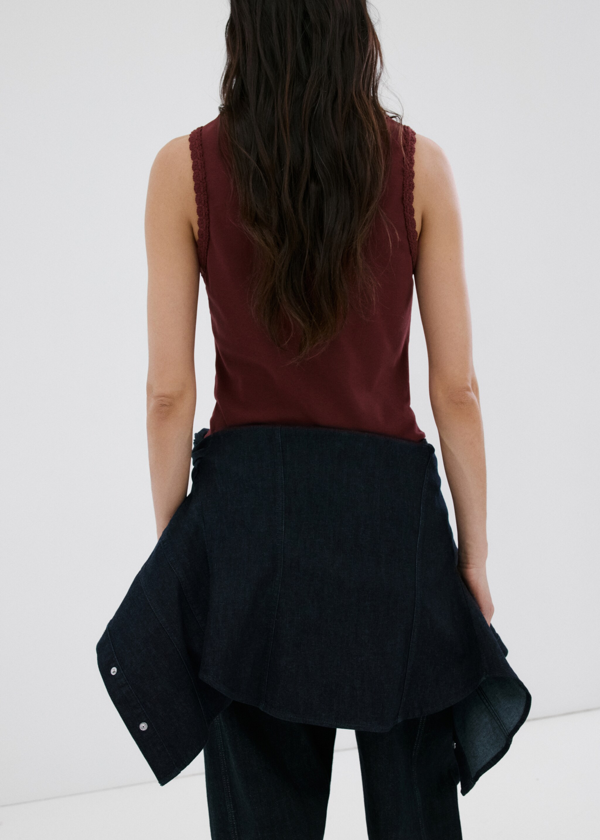 Top finitions festonnées - Verso de l’article, Marron. Ref: 27035829-00.