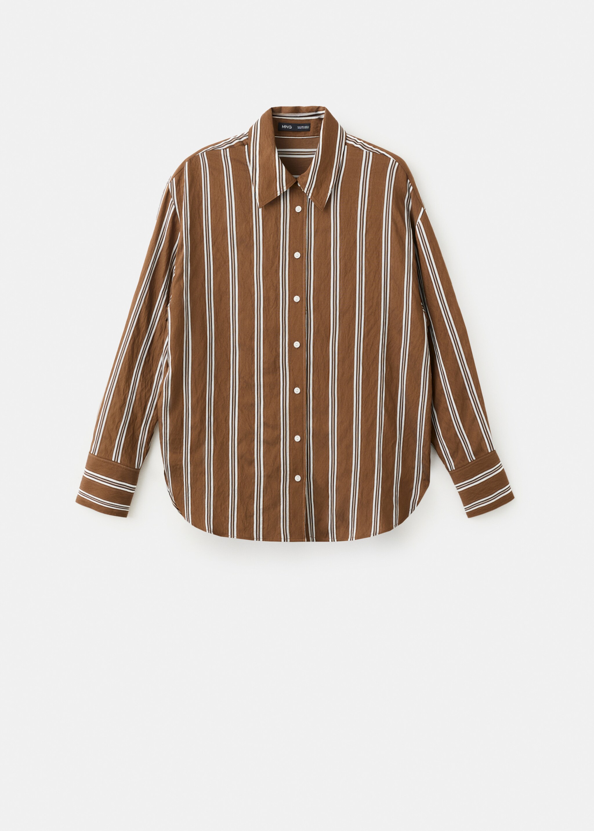 Striped straight shirt - Article without model, Brown. Ref: 27035830-00.