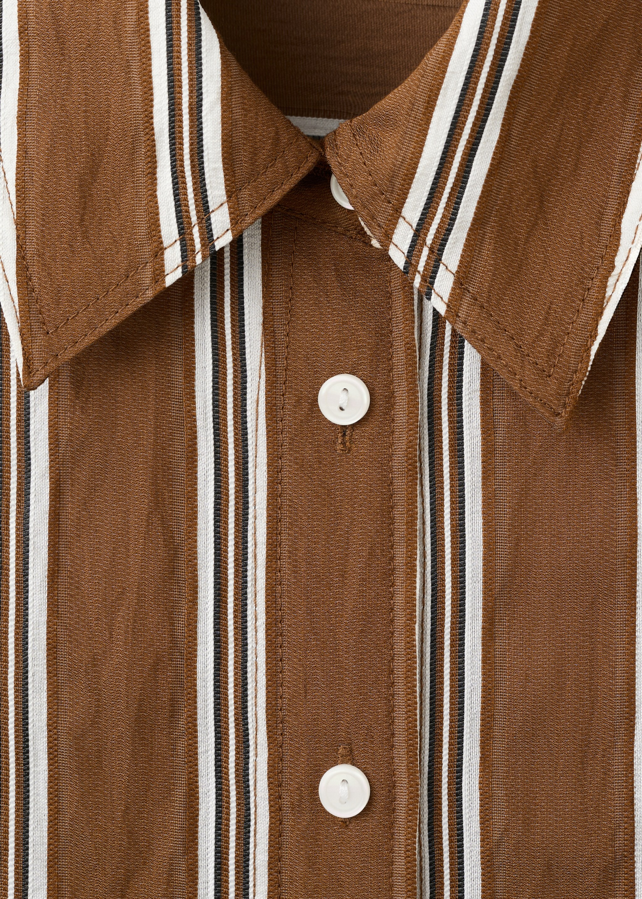 Striped straight shirt - Details of the article 8, Brown. Ref: 27035830-00.