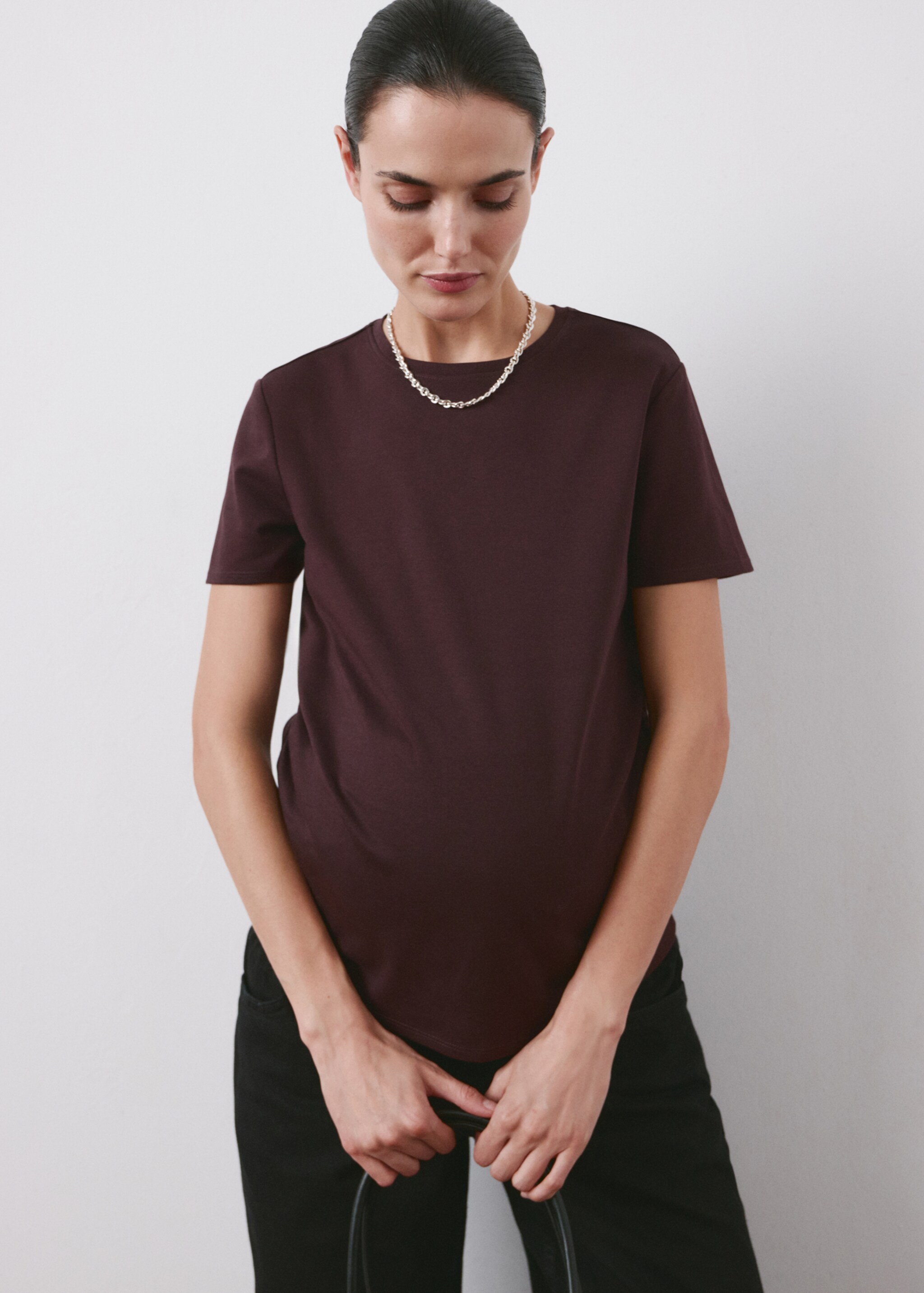 Cotton maternity t-shirt - Medium plane, Burgundy. Ref: 27035834-00.