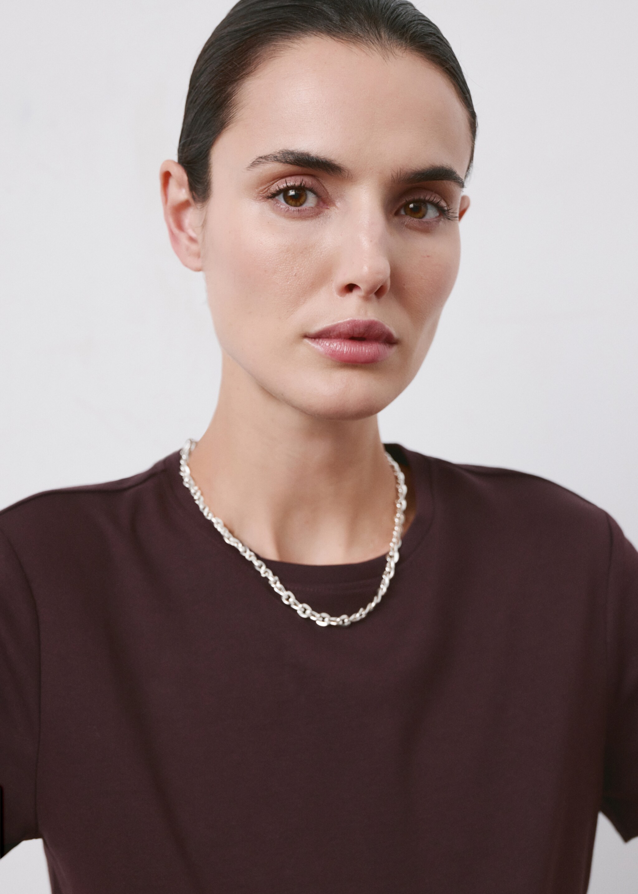 Cotton maternity t-shirt - Details of the article 1, Burgundy. Ref: 27035834-00.