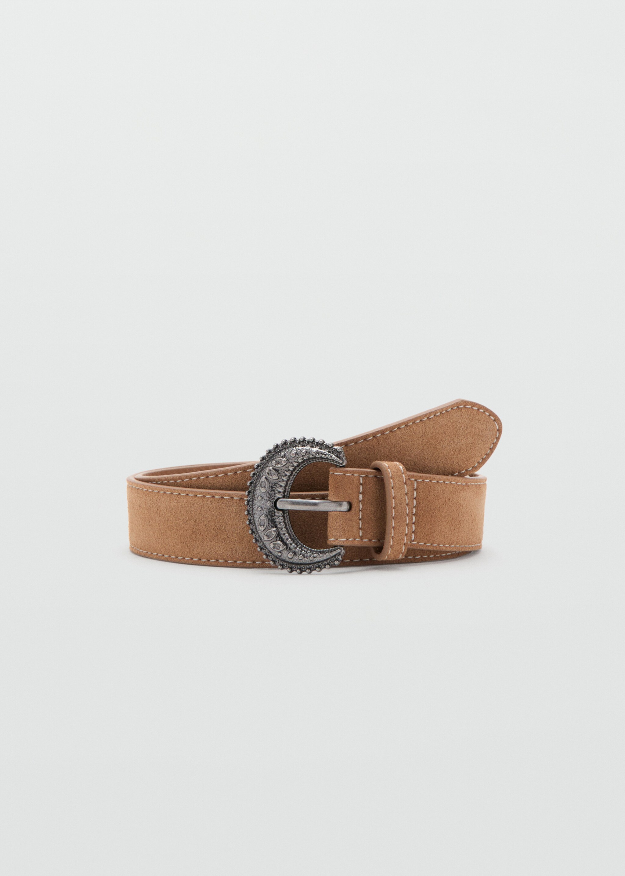 حزام جلدي بمشبك - منتج دون نموذج, بني متوسط. Ref: 27035838-00.