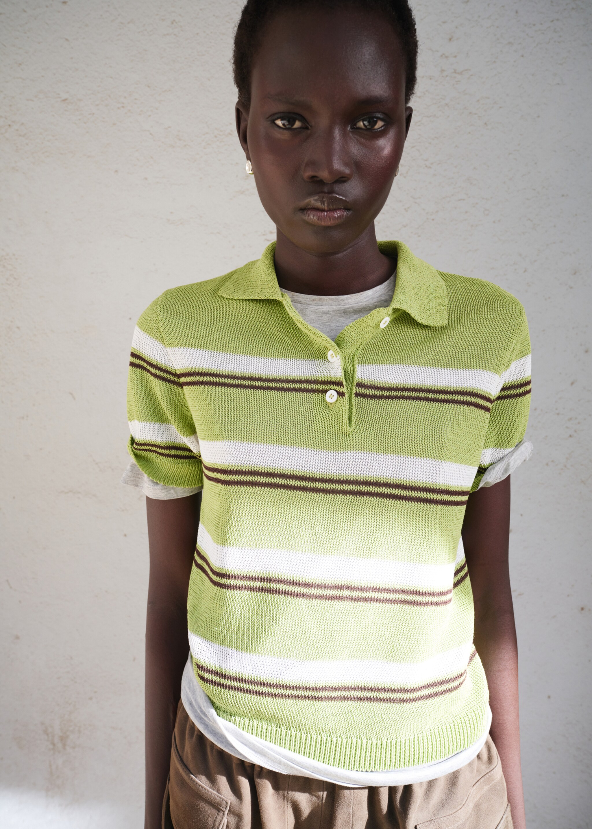 Pull en maille à col combiné - Plan moyen, Vert. Ref: 27035839-00.