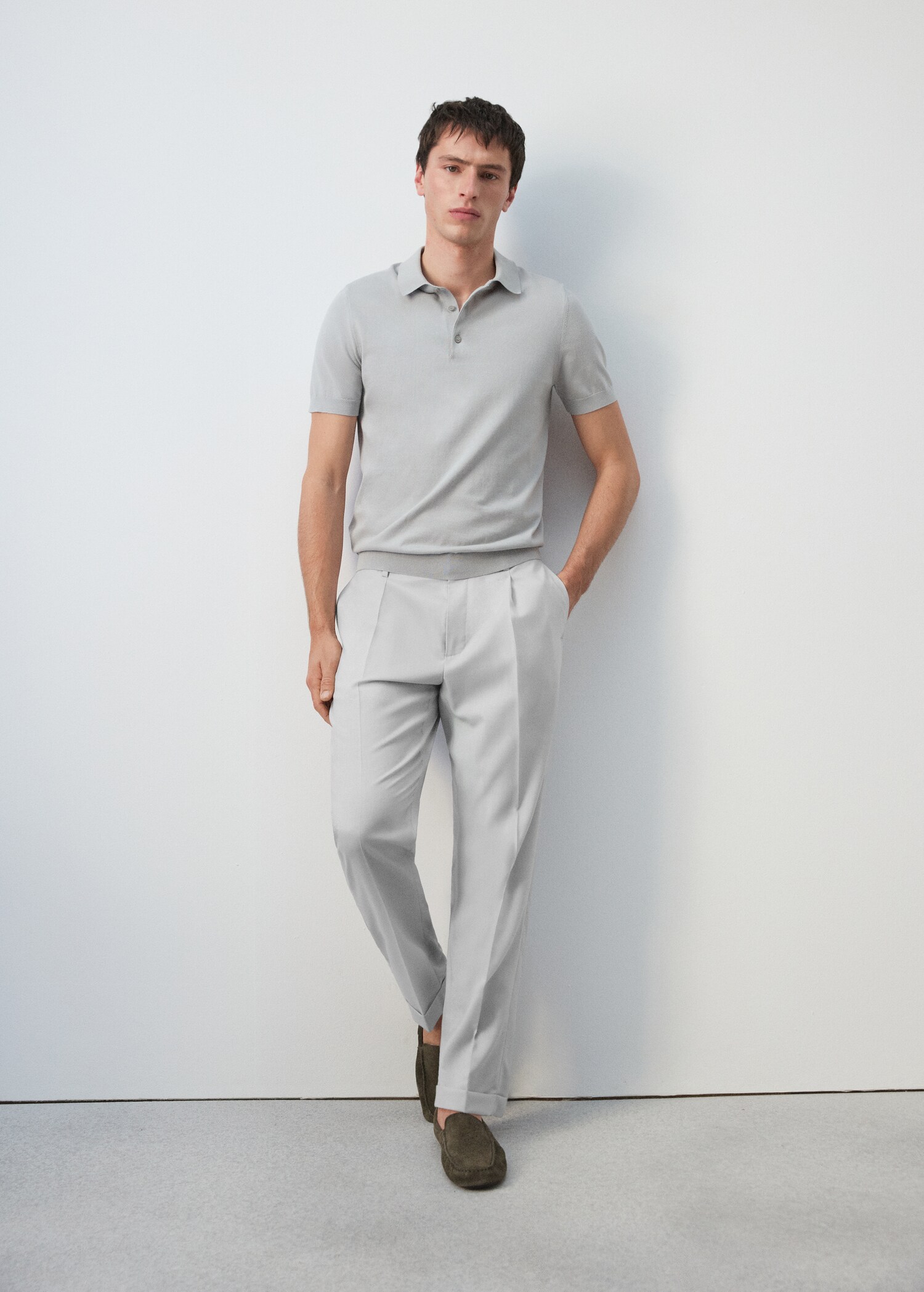 100% wool regular fit pleat-front trousers - Details of the article 4
