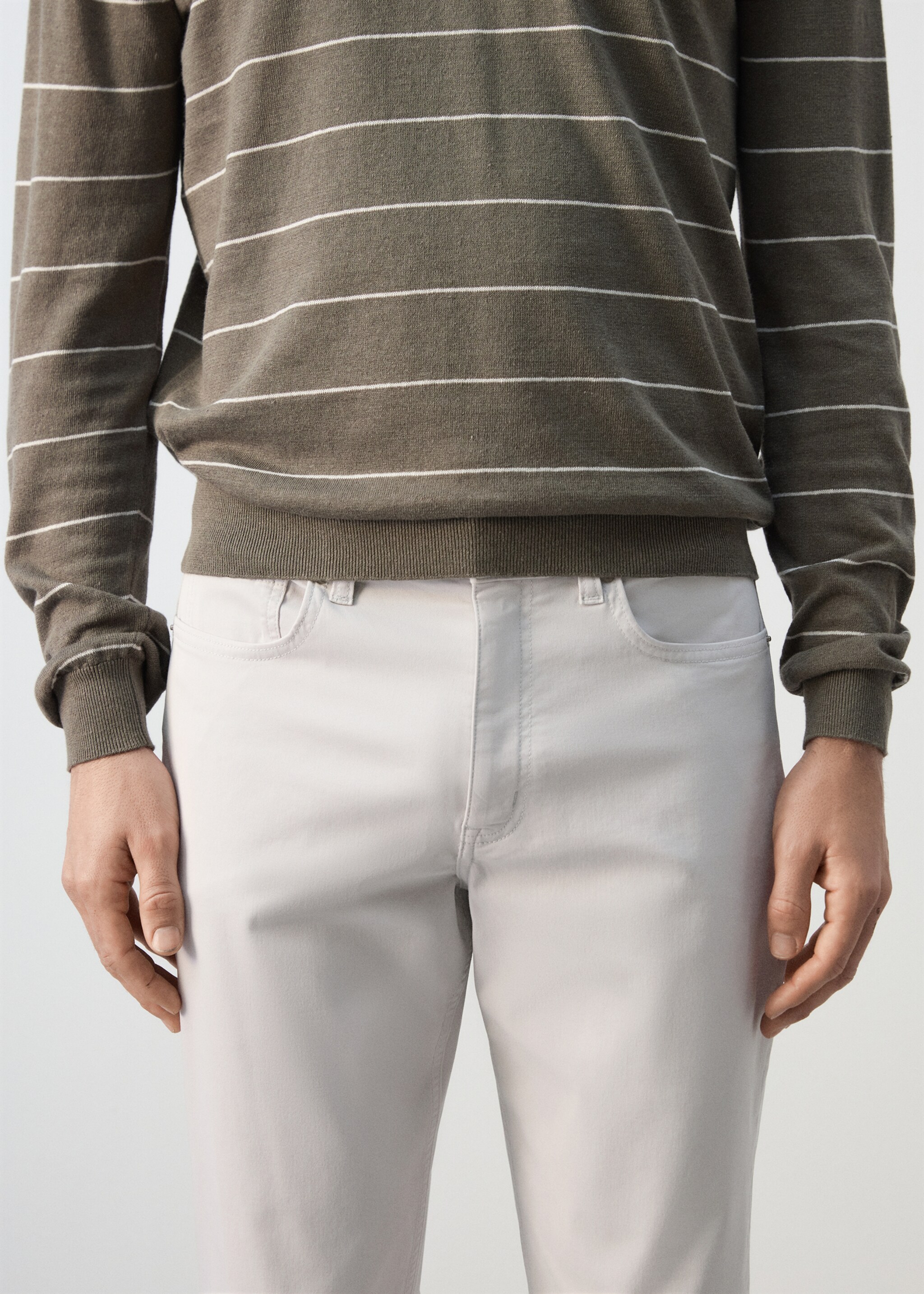 Regular-fit 100% cotton trousers - Details of the article 1, Ice Grey. Ref: 27035935-00.