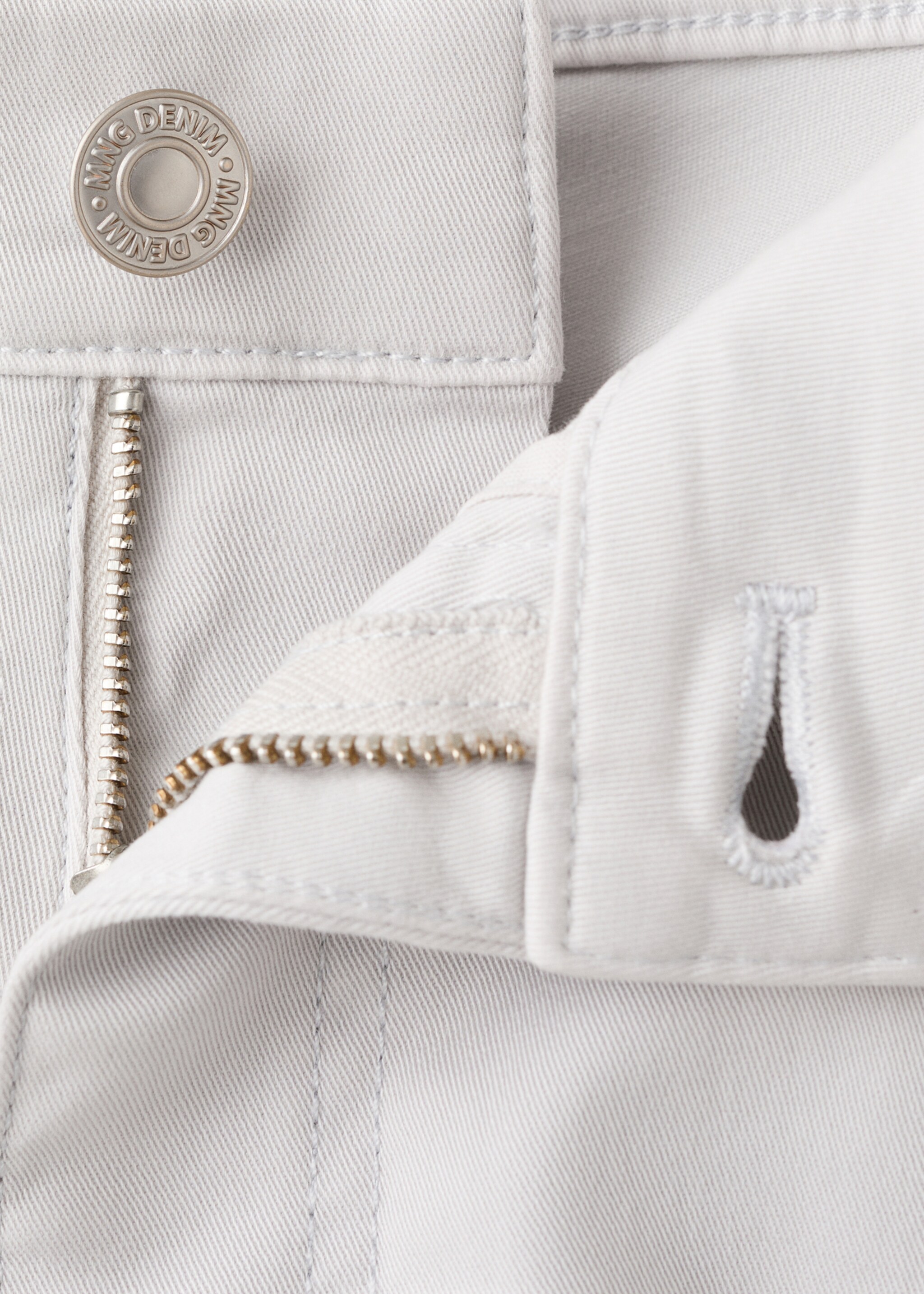 Regular-fit 100% cotton trousers - Details of the article 8, Ice Grey. Ref: 27035935-00.