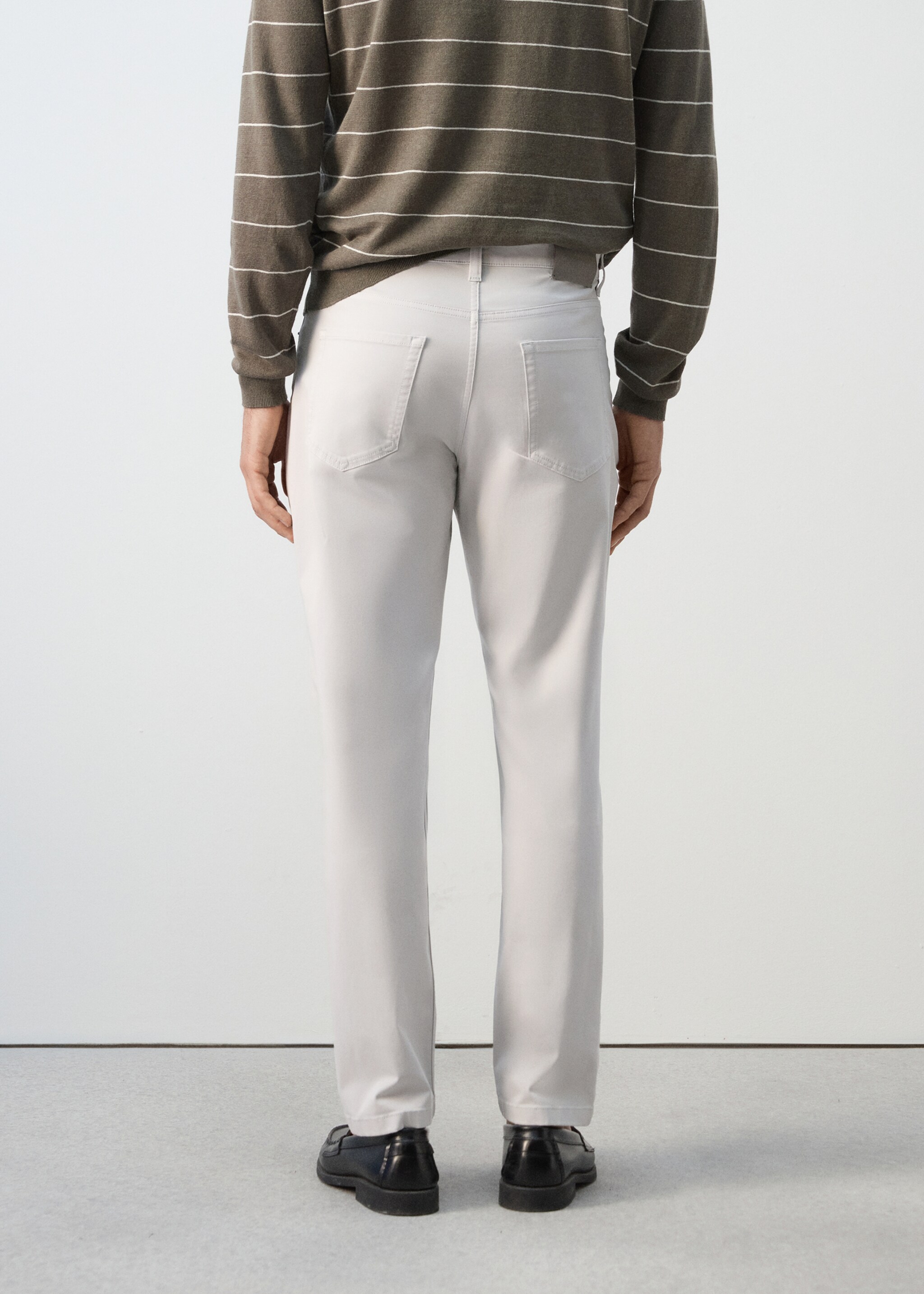 Regular-fit 100% cotton trousers - Reverse of the article, Ice Grey. Ref: 27035935-00.