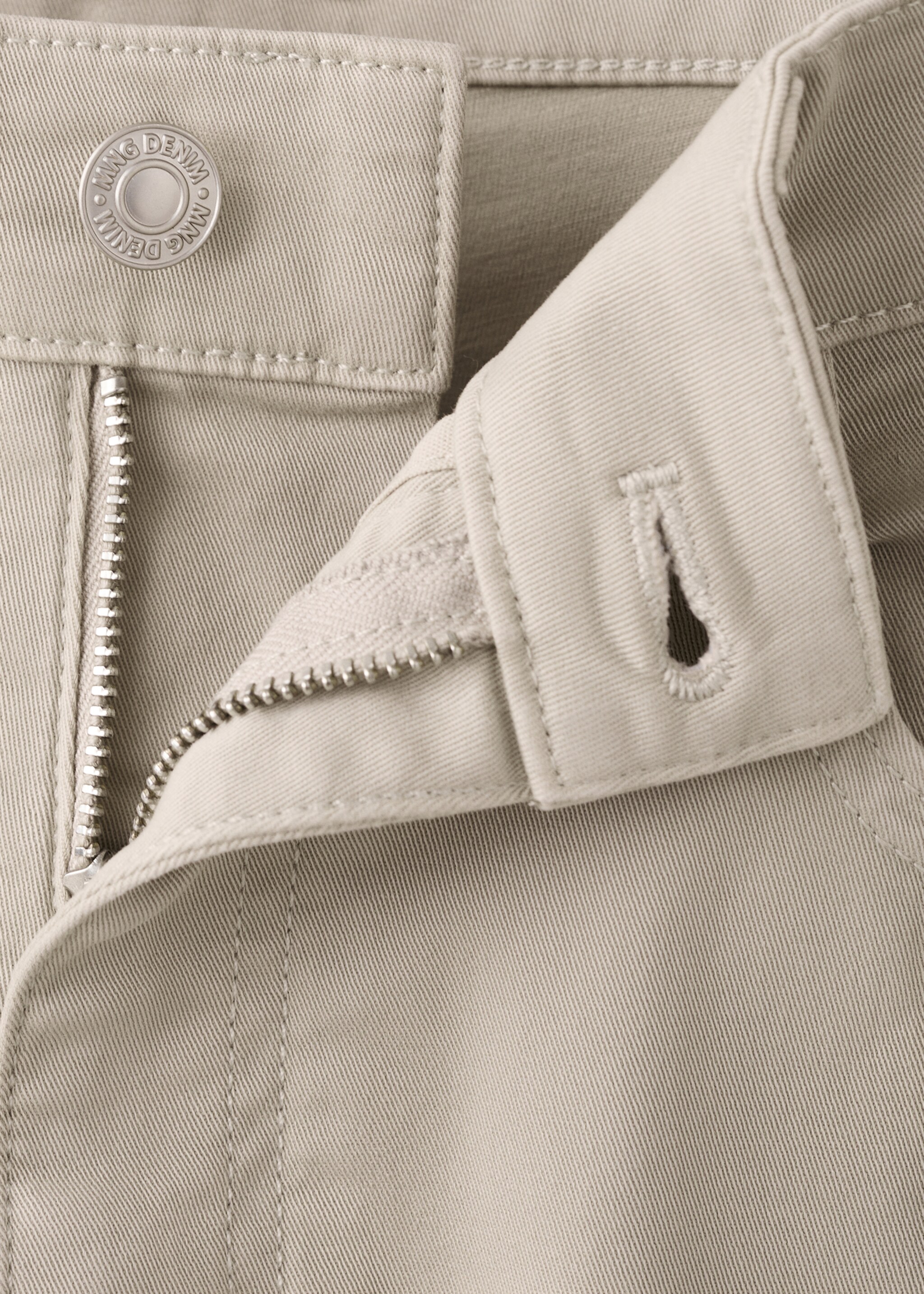 Regular-fit 100% cotton trousers - Details of the article 0, Beige. Ref: 27035935-00.