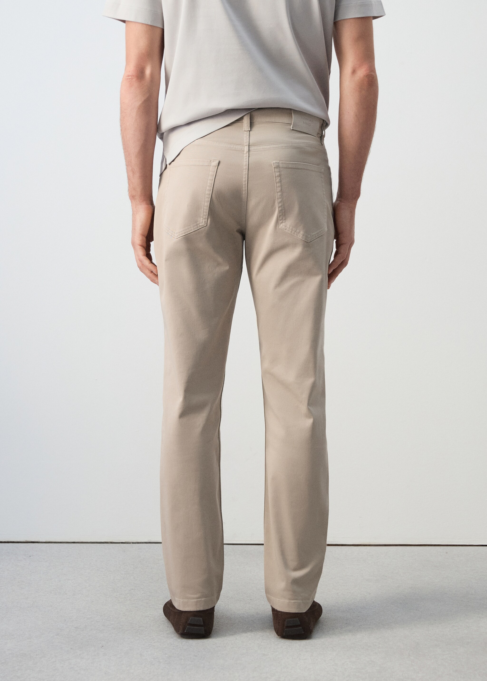 Regular-fit 100% cotton trousers - Reverse of the article, Beige. Ref: 27035935-00.