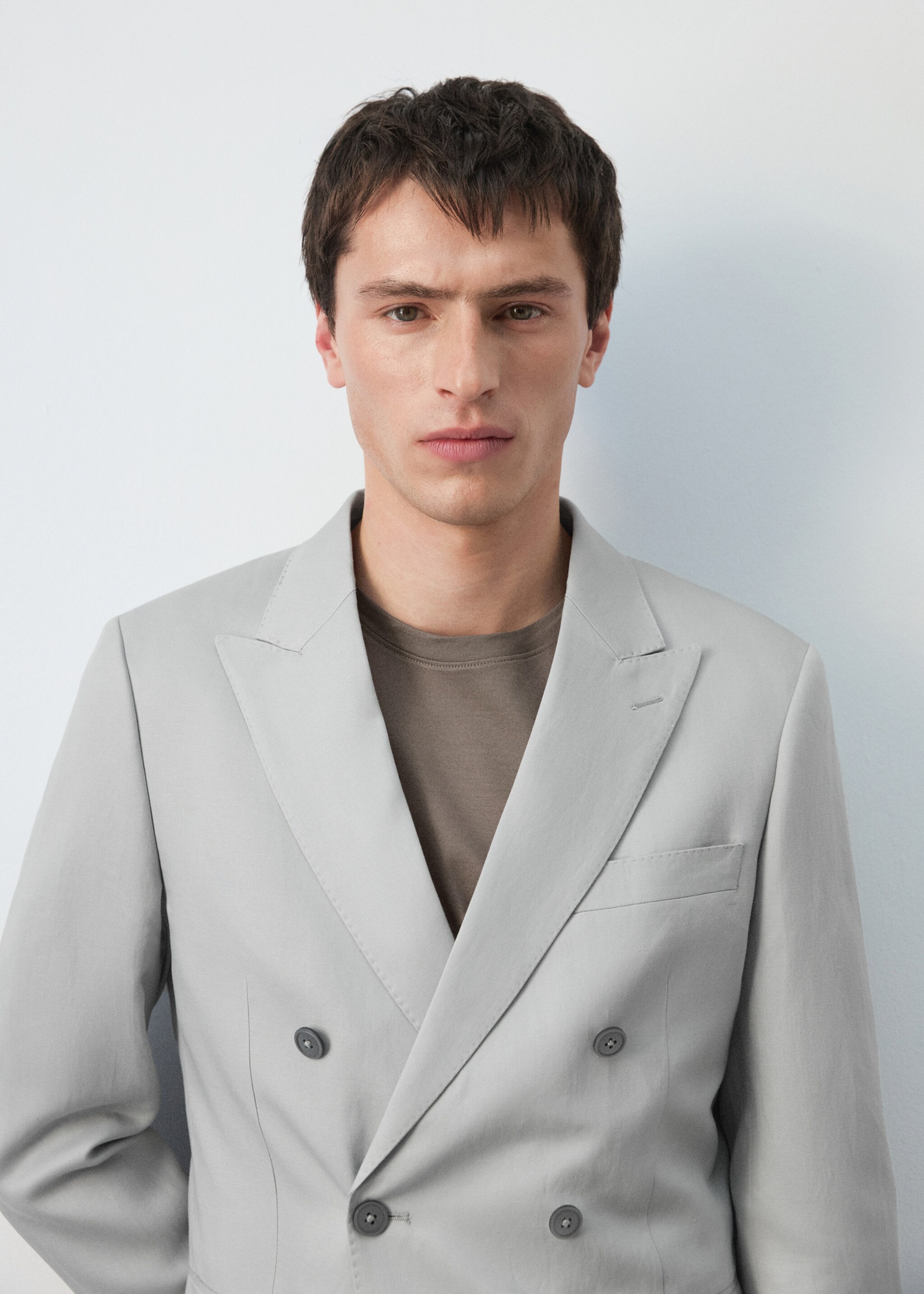 Amalfi slim fit double-breasted blazer - Details of the article 1, Sky Blue. Ref: 27035937-00.