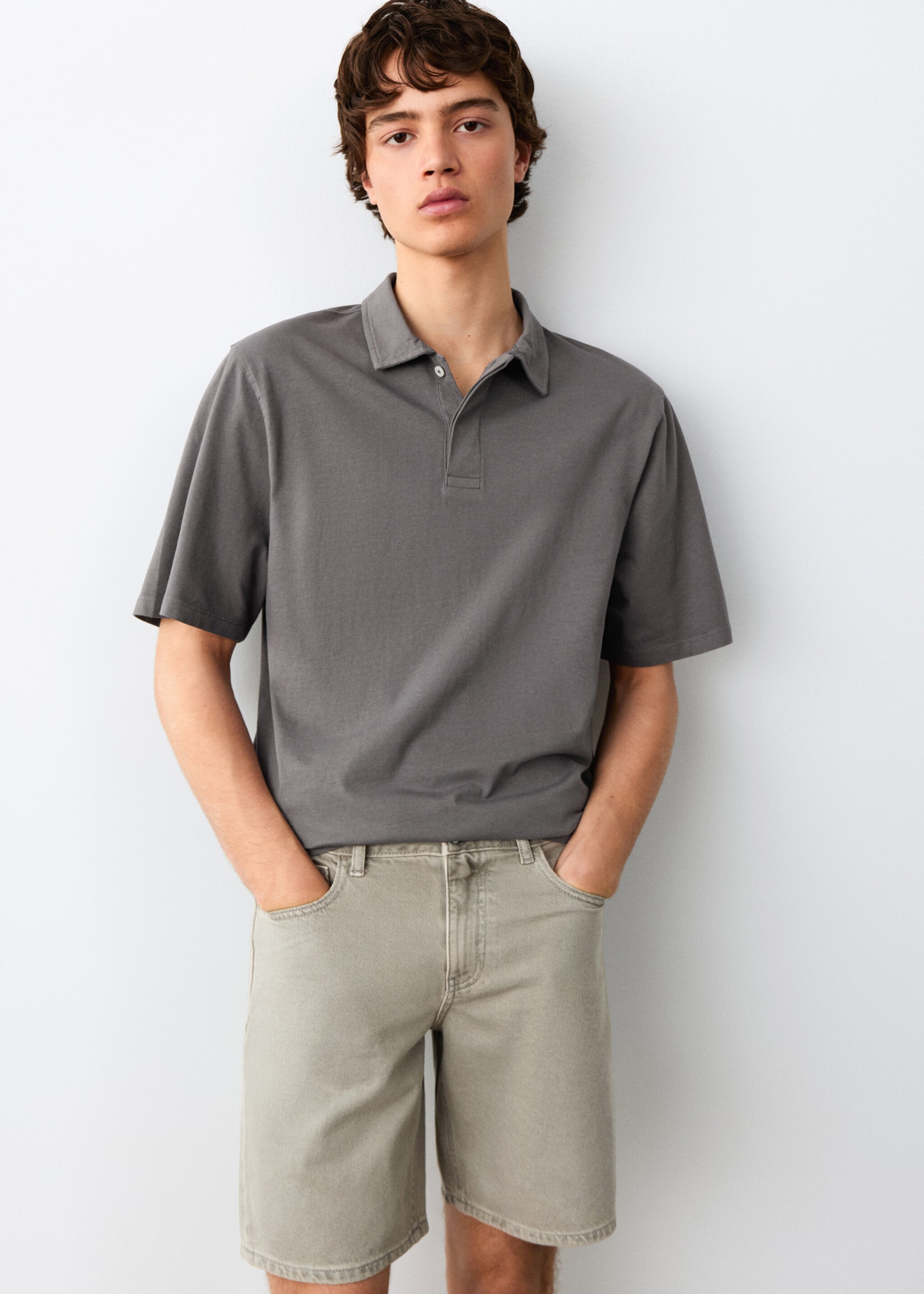 Denim Bermuda shorts - Medium plane, Khaki. Ref: 27035943-00.