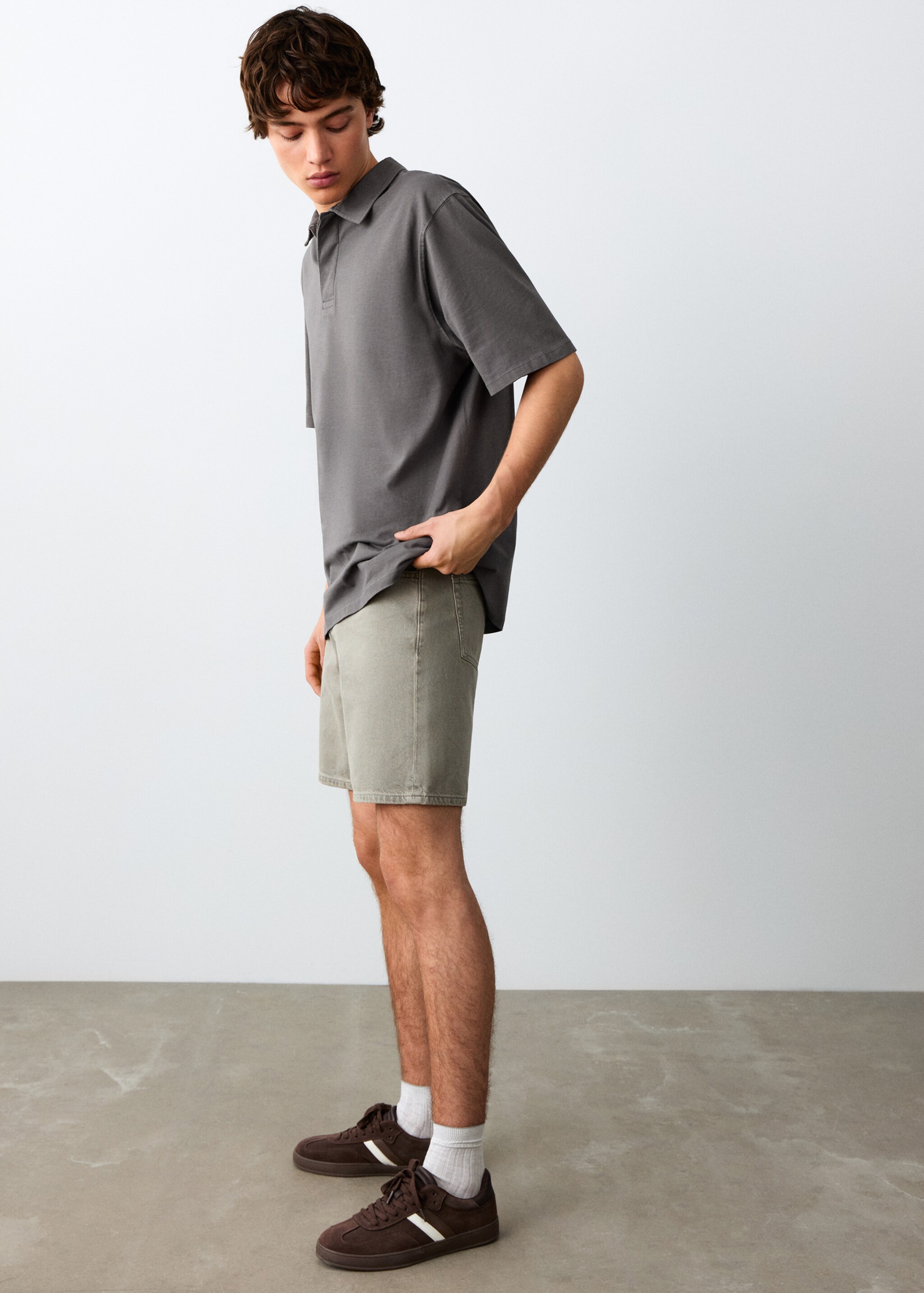Denim Bermuda shorts - Details of the article 1, Khaki. Ref: 27035943-00.