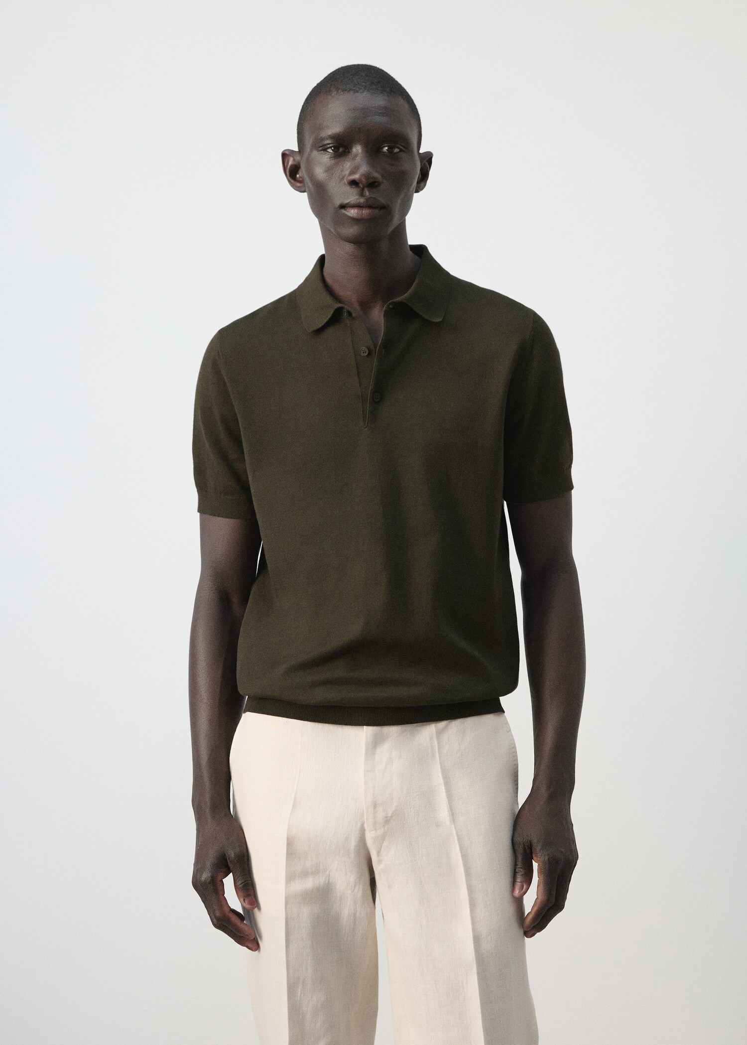 قميص بولو بحياكة دقيقة بنسبة 100% من القطن - رؤية وسط