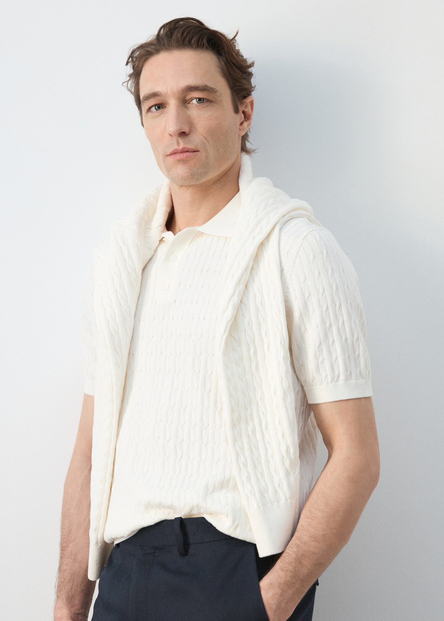 قميص بولو محبوك ومضفر من القطن بنسبة 100% - تفاصيل المنتج 1