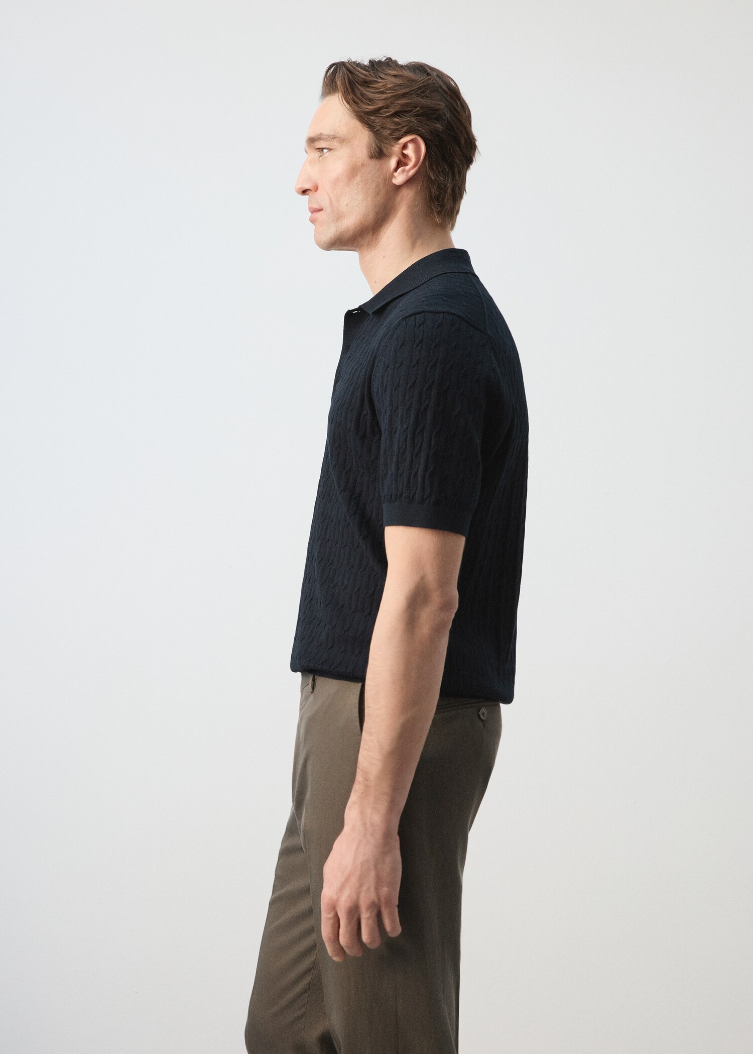 100% cotton braided knitted polo shirt - Details of the article 2