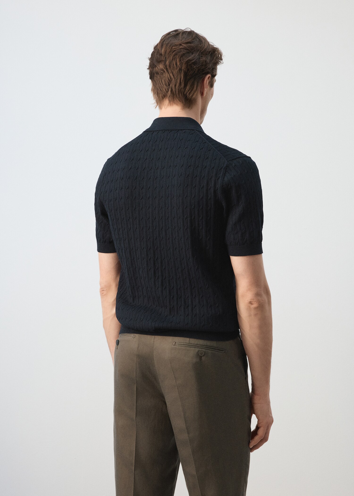 100% cotton braided knitted polo shirt - Reverse of the article