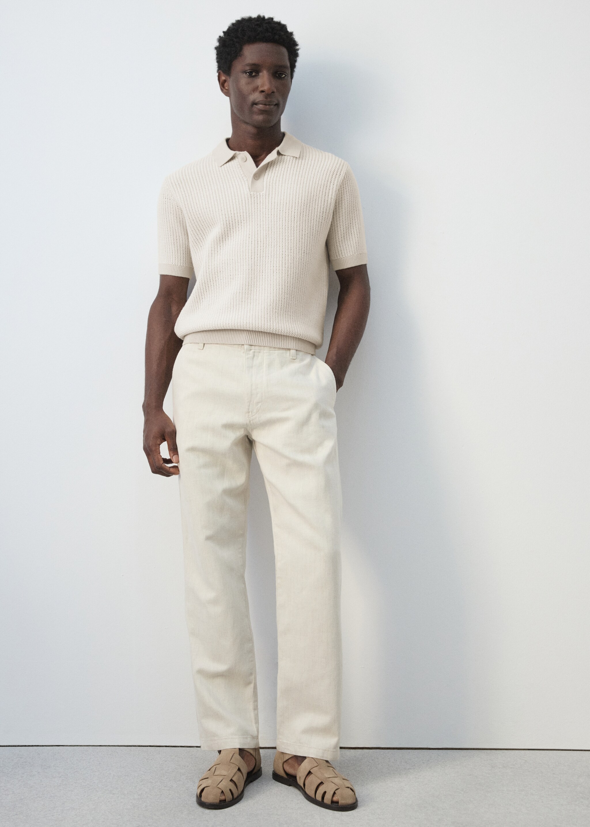Polo maille texturé - Détail de l'article 6, Blanc cassé. Ref: 27035947-00.