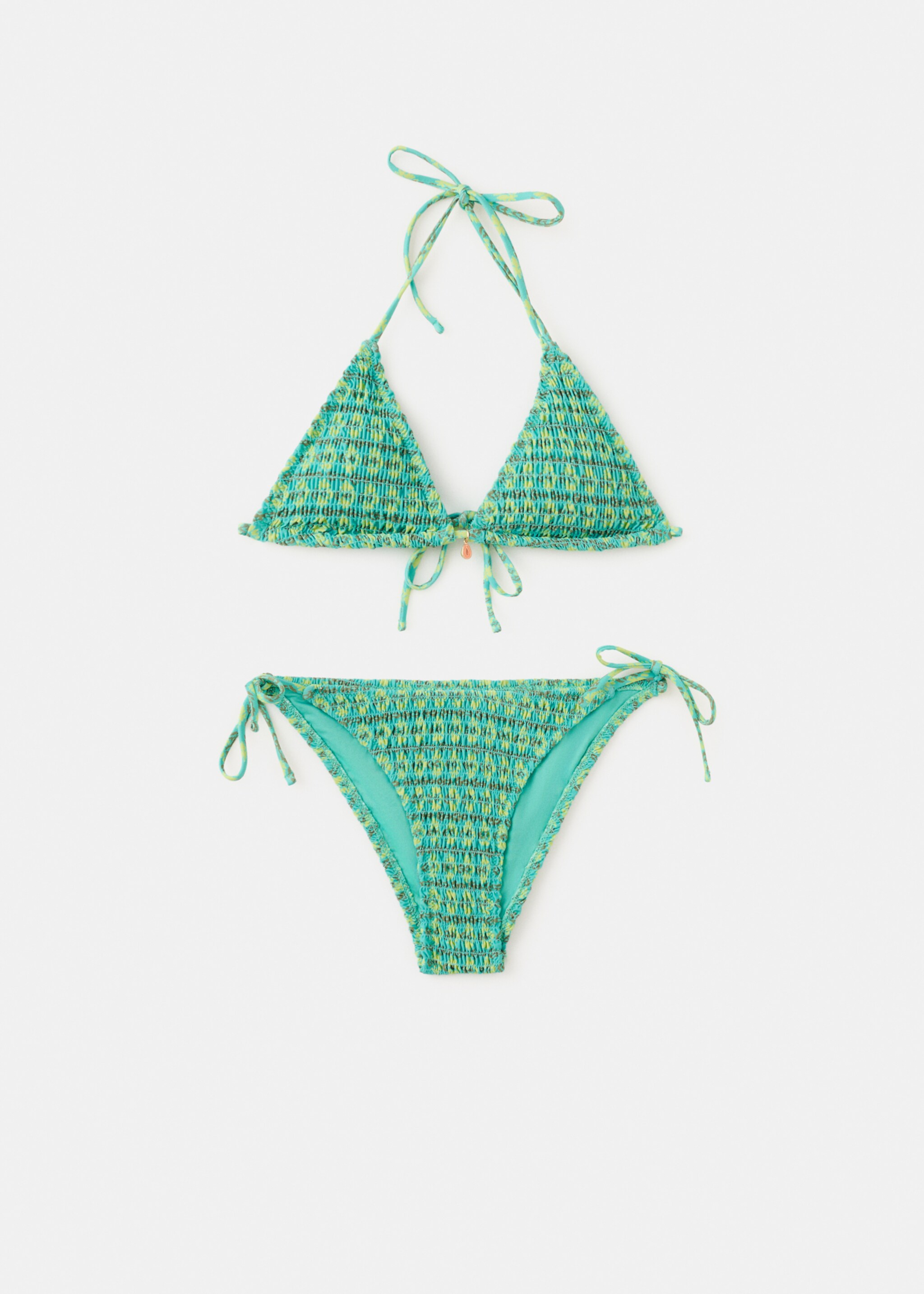 Two-tone bikini with medium-rise bottoms - Article without model, Turquoise. Ref: 27035948-00.