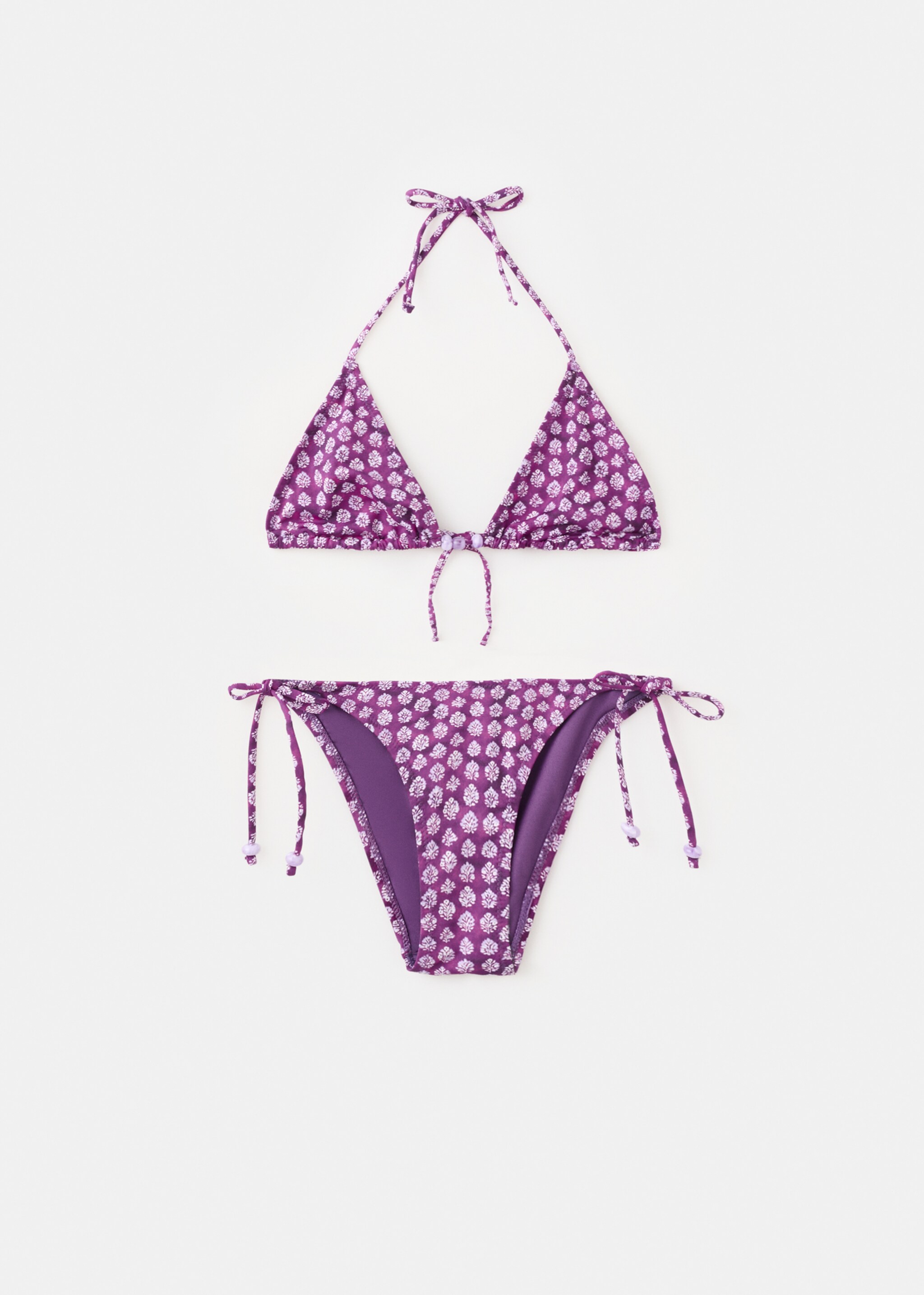 Floral bikini with medium coverage bottoms - Article without model, Purple. Ref: 27035949-00.
