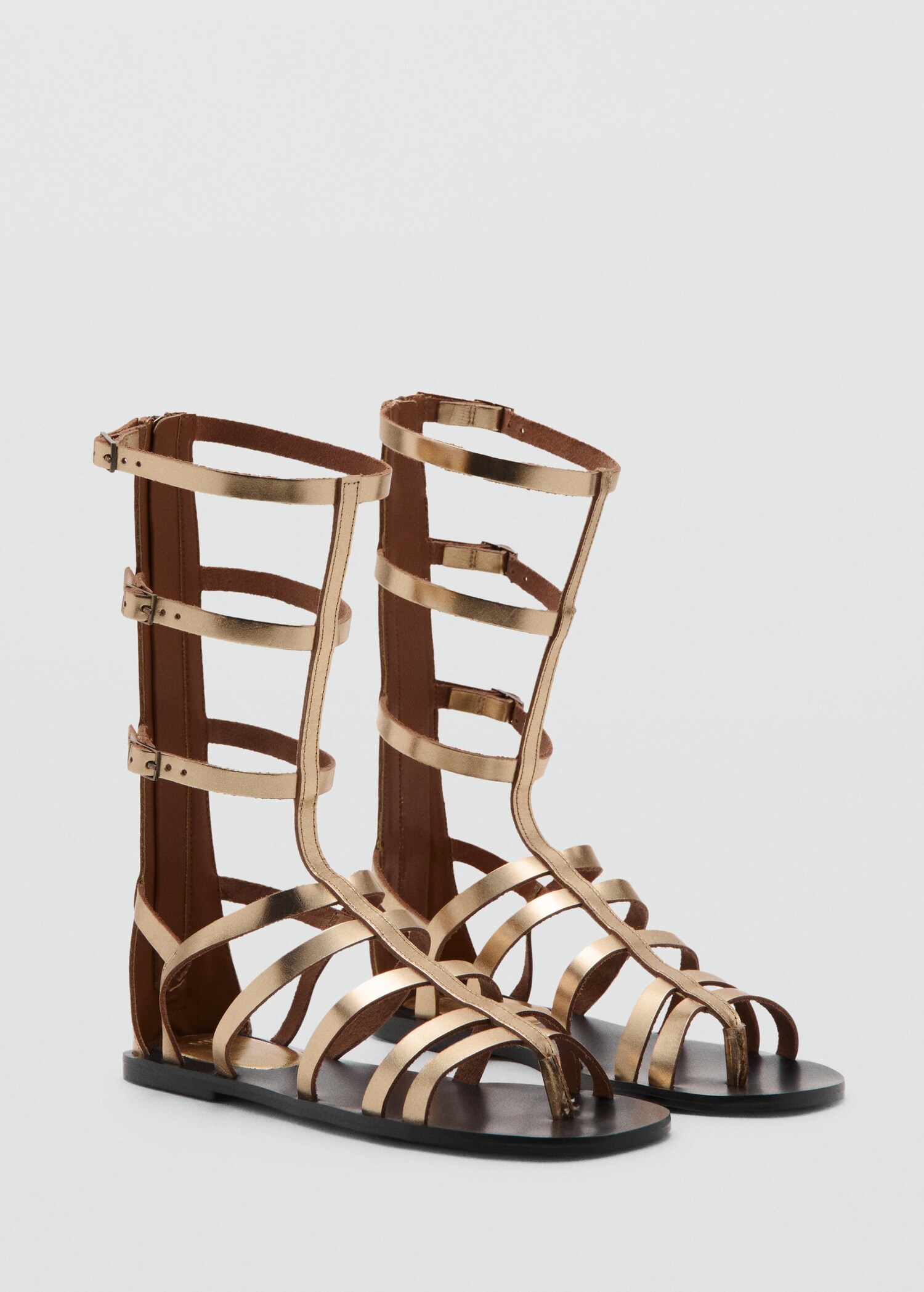 Metallic leather Roman sandals - Medium plane