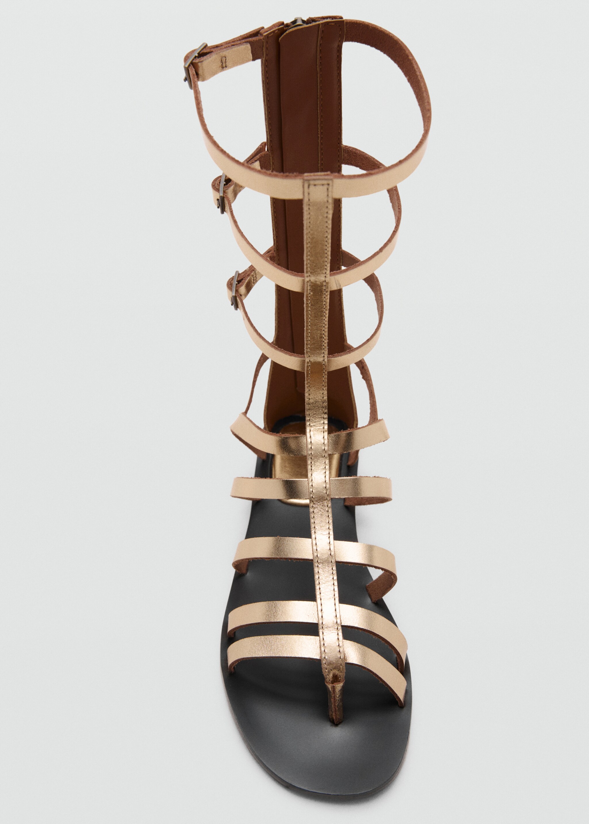 Metallic leather Roman sandals - Details of the article 2, Gold. Ref: 27035950-00.