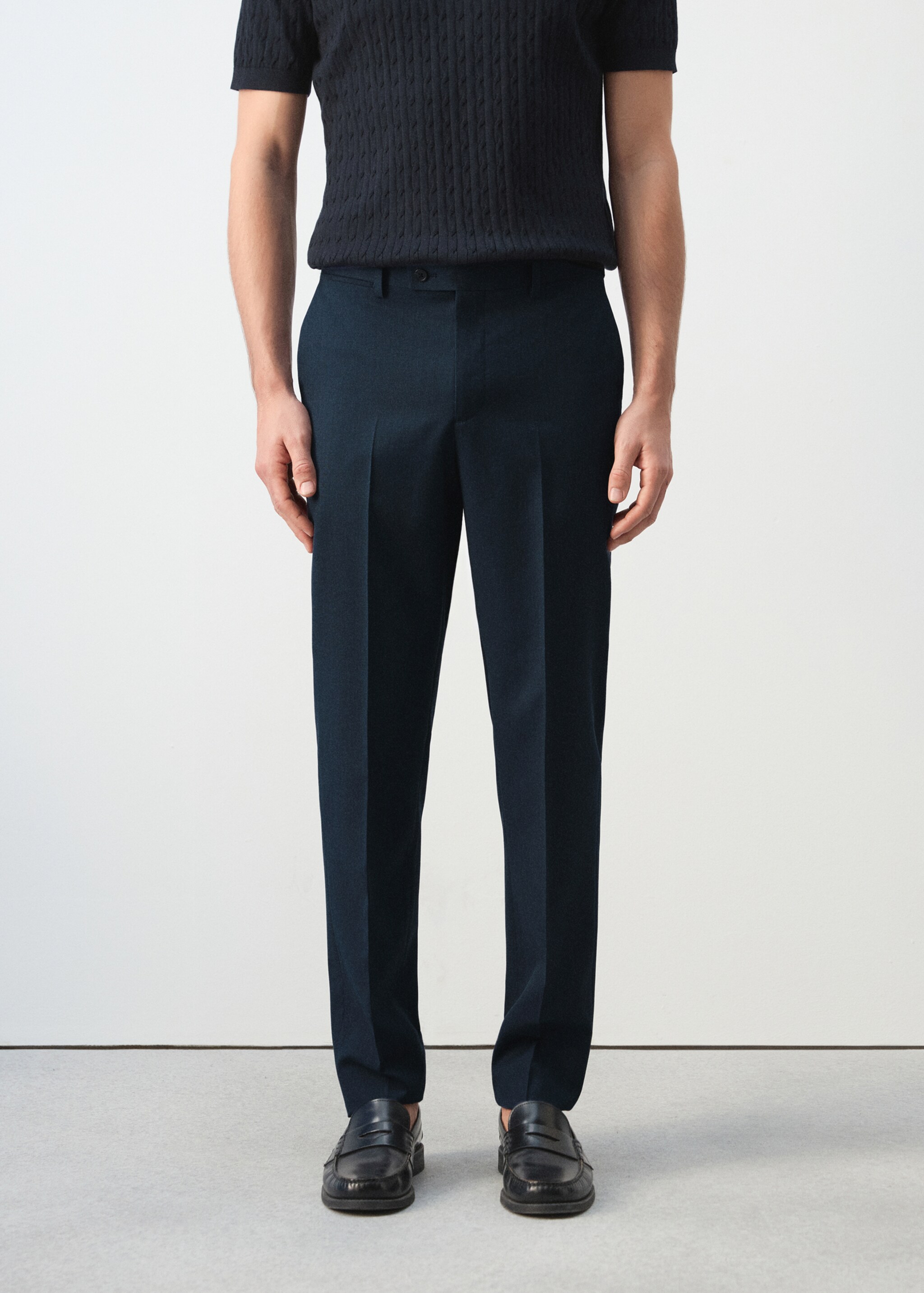 Turin 100% wool suit trousers - Medium plane, Ink Blue. Ref: 27035951-00.