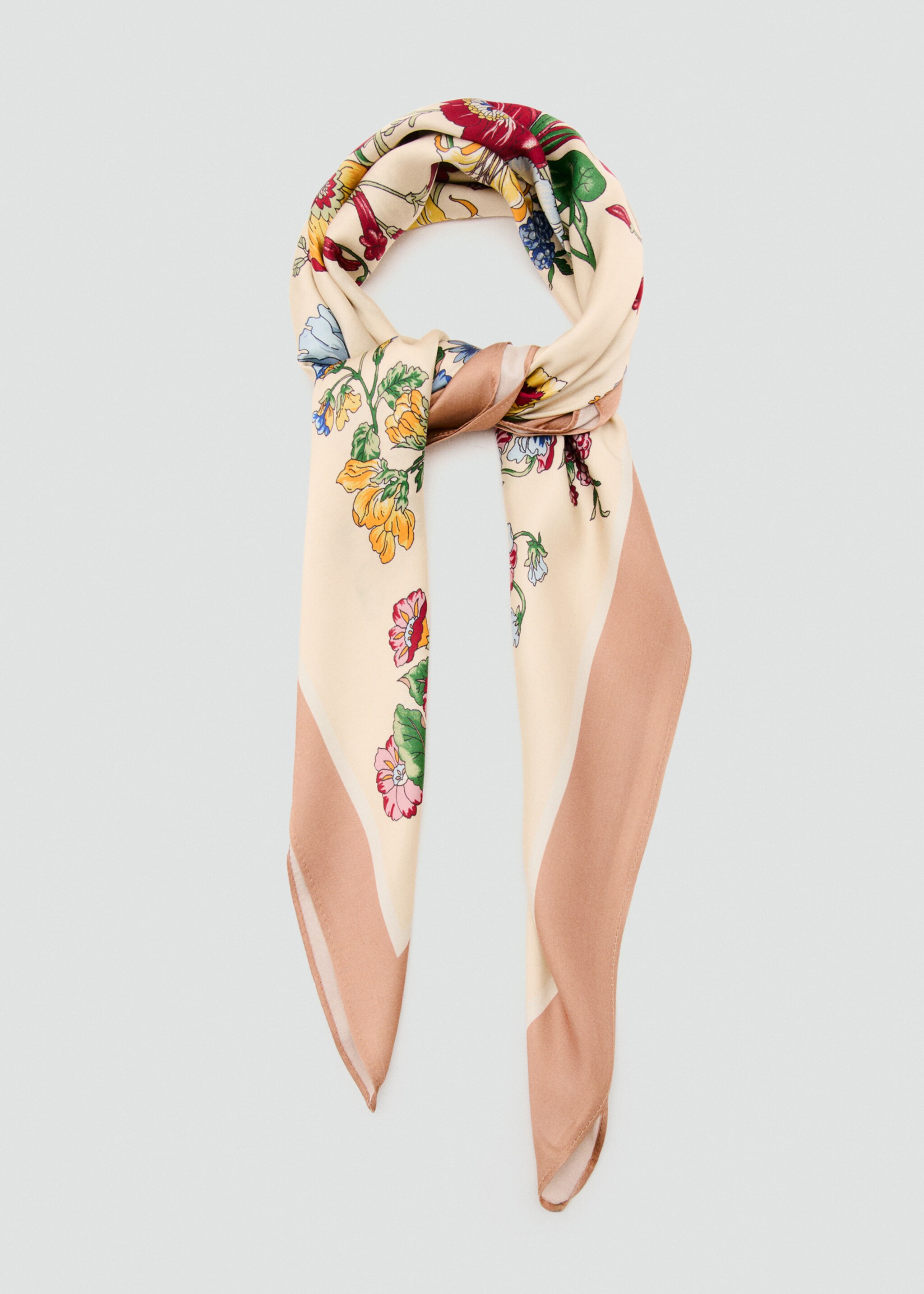 Foulard satiné fleurs - Détail de l'article 1, Beige. Ref: 27035953-00.