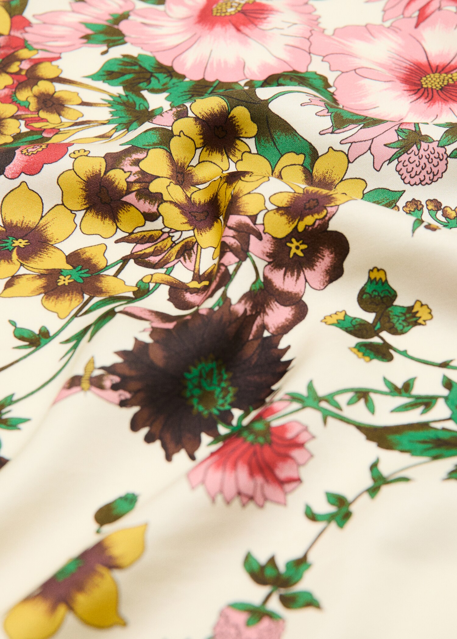 Foulard satiné fleurs - Plan moyen